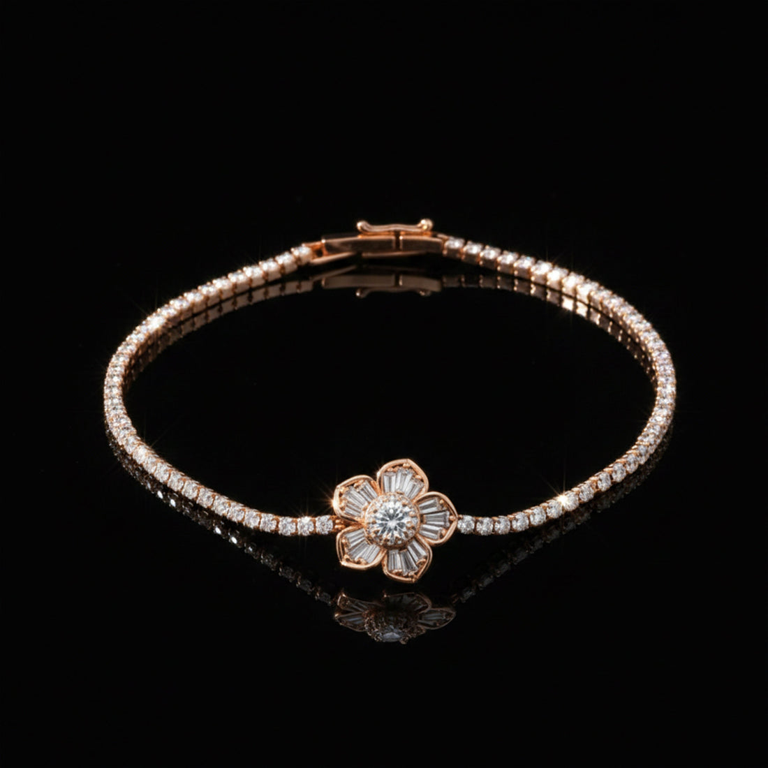 Pearl Drop Tennis Bracelet for women in Rose Gold - Finora Jewels
