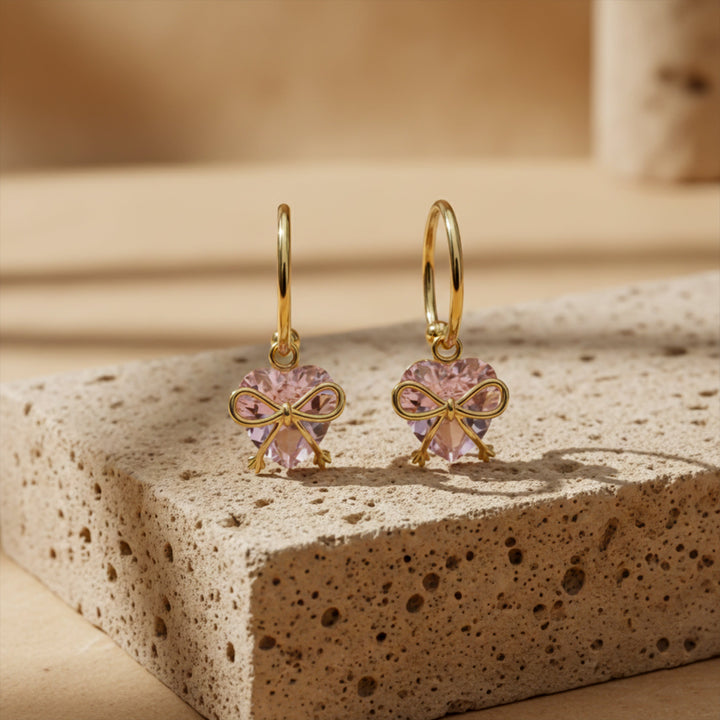 Love Bow Hoop Ear Studs GWE -89