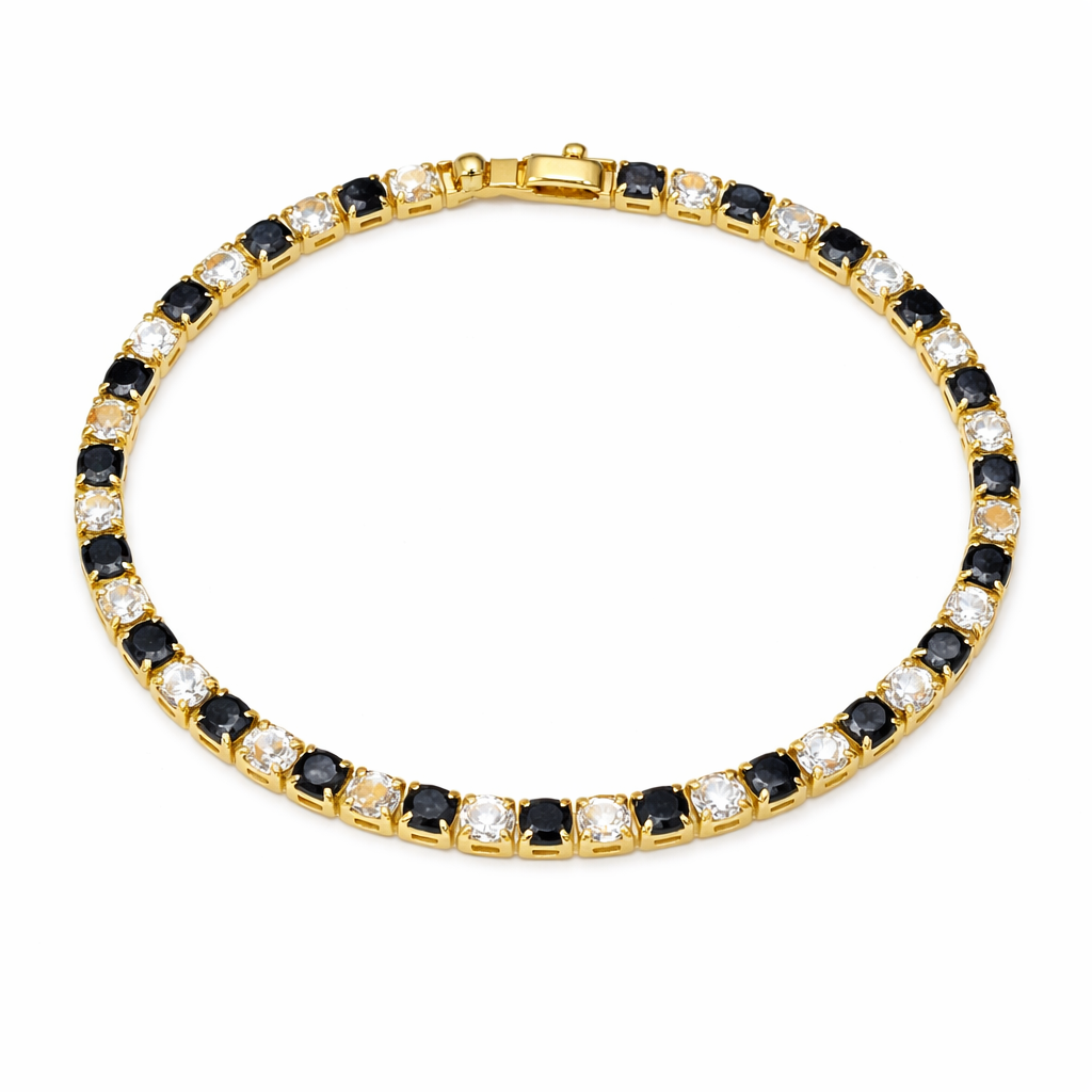 Gold Black & Ivory Zirconia Stone Line Kangan GWB -85