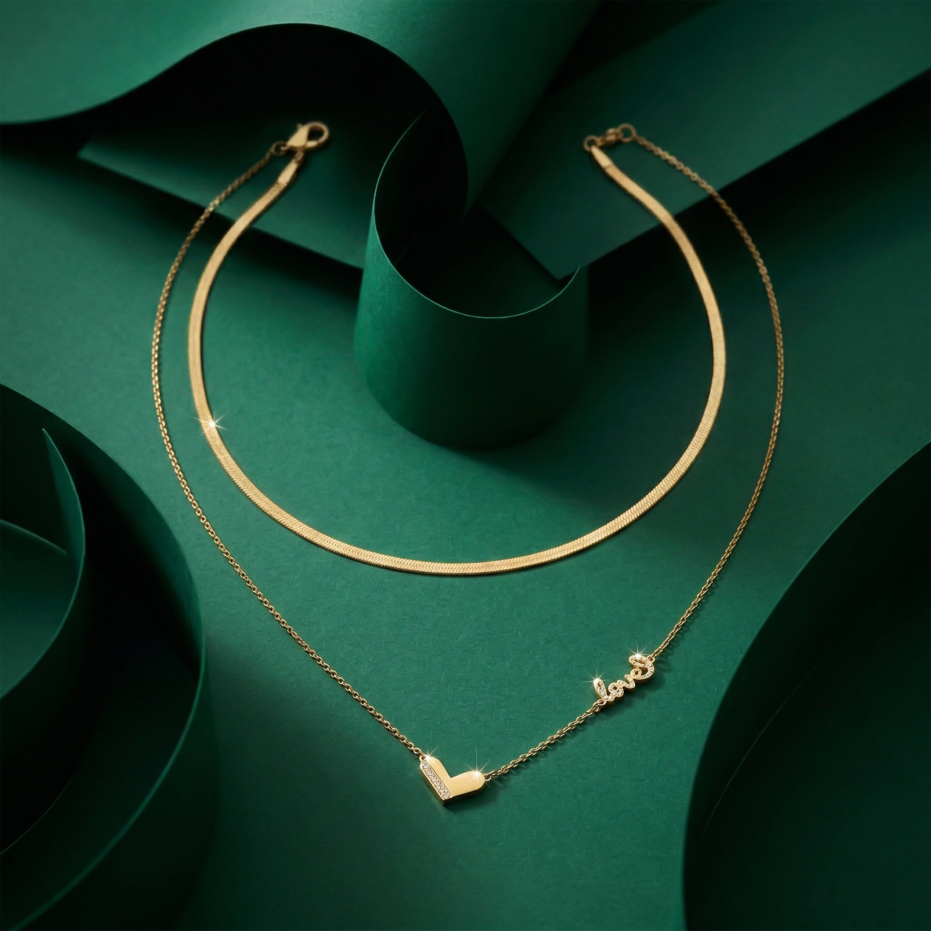 Gold Heart Layered Set Necklace for women - Finora Jewels