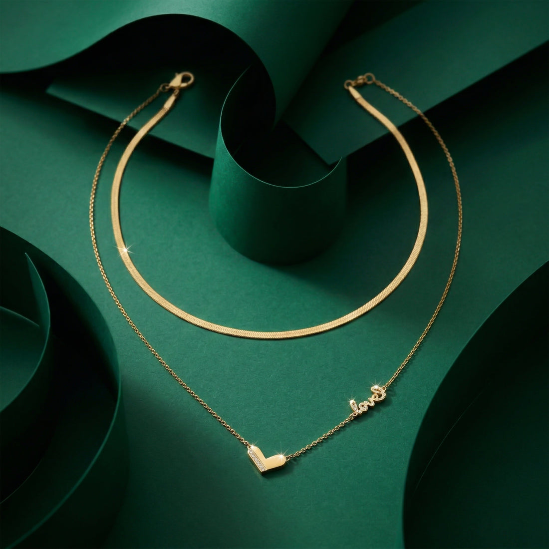 Gold Heart Layered Set Necklace for women - Finora Jewels