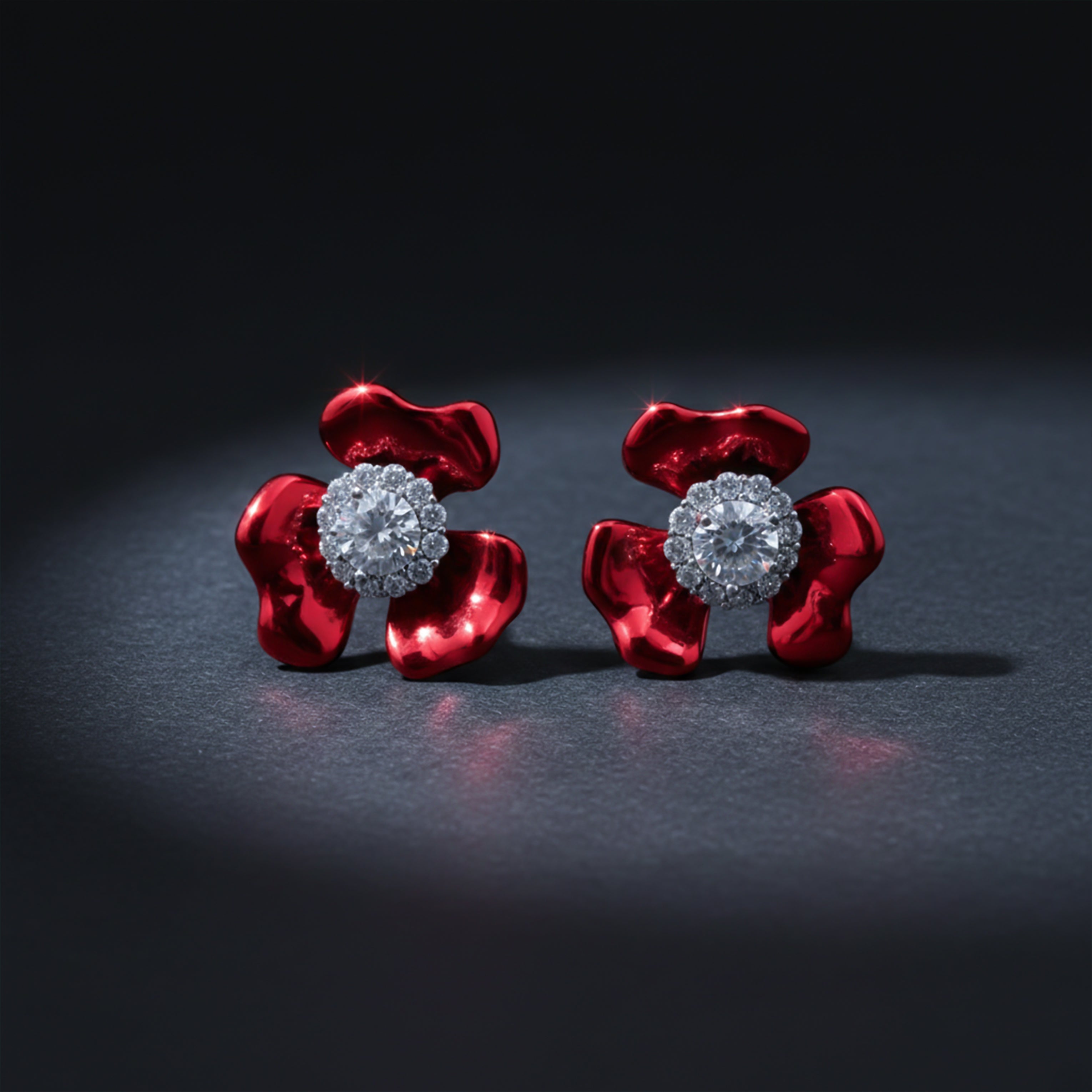 Ruby Bloom Crystal Stud Stud Earrings for women in Gold - Finora Jewels