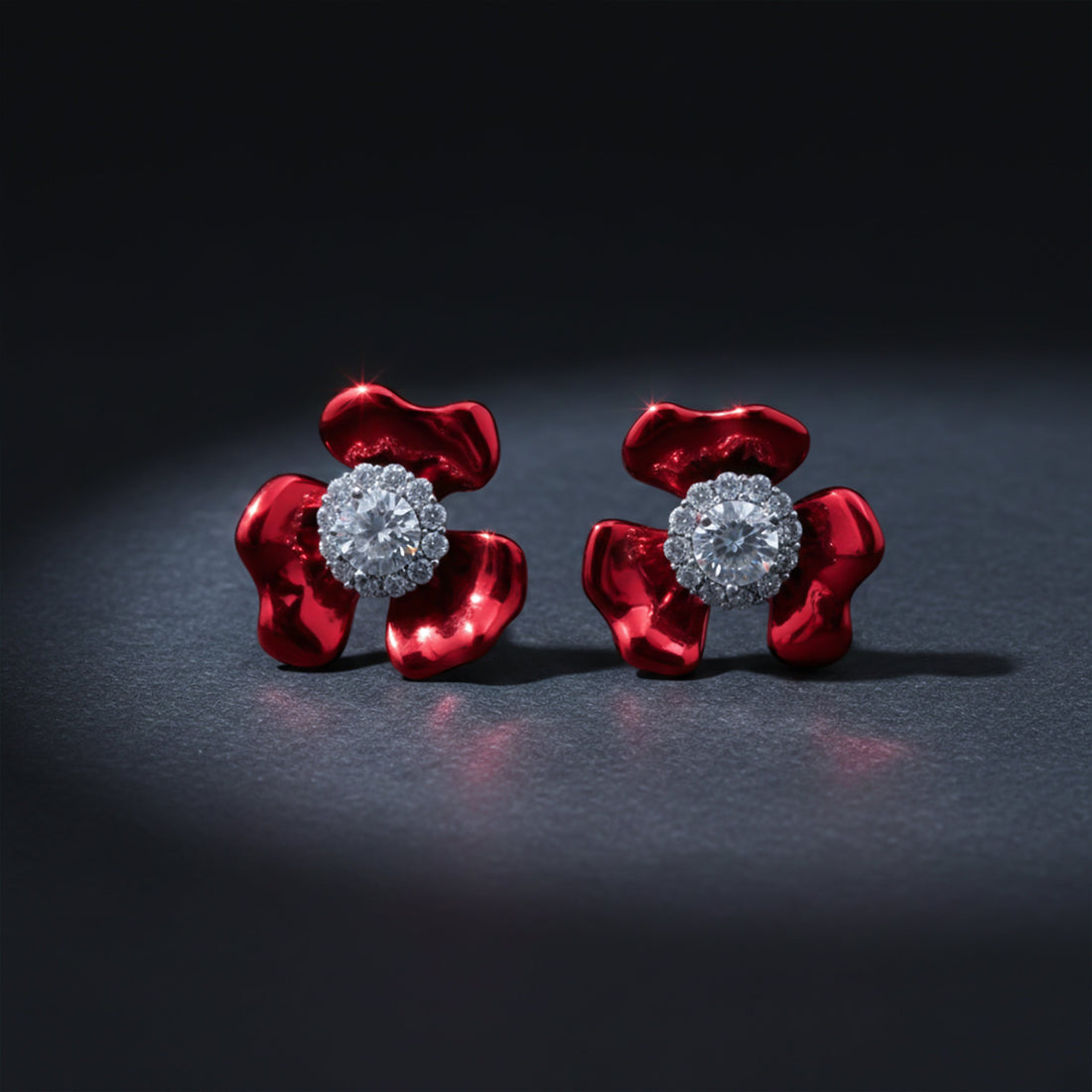Ruby Bloom Crystal Stud Stud Earrings for women in Gold - Finora Jewels