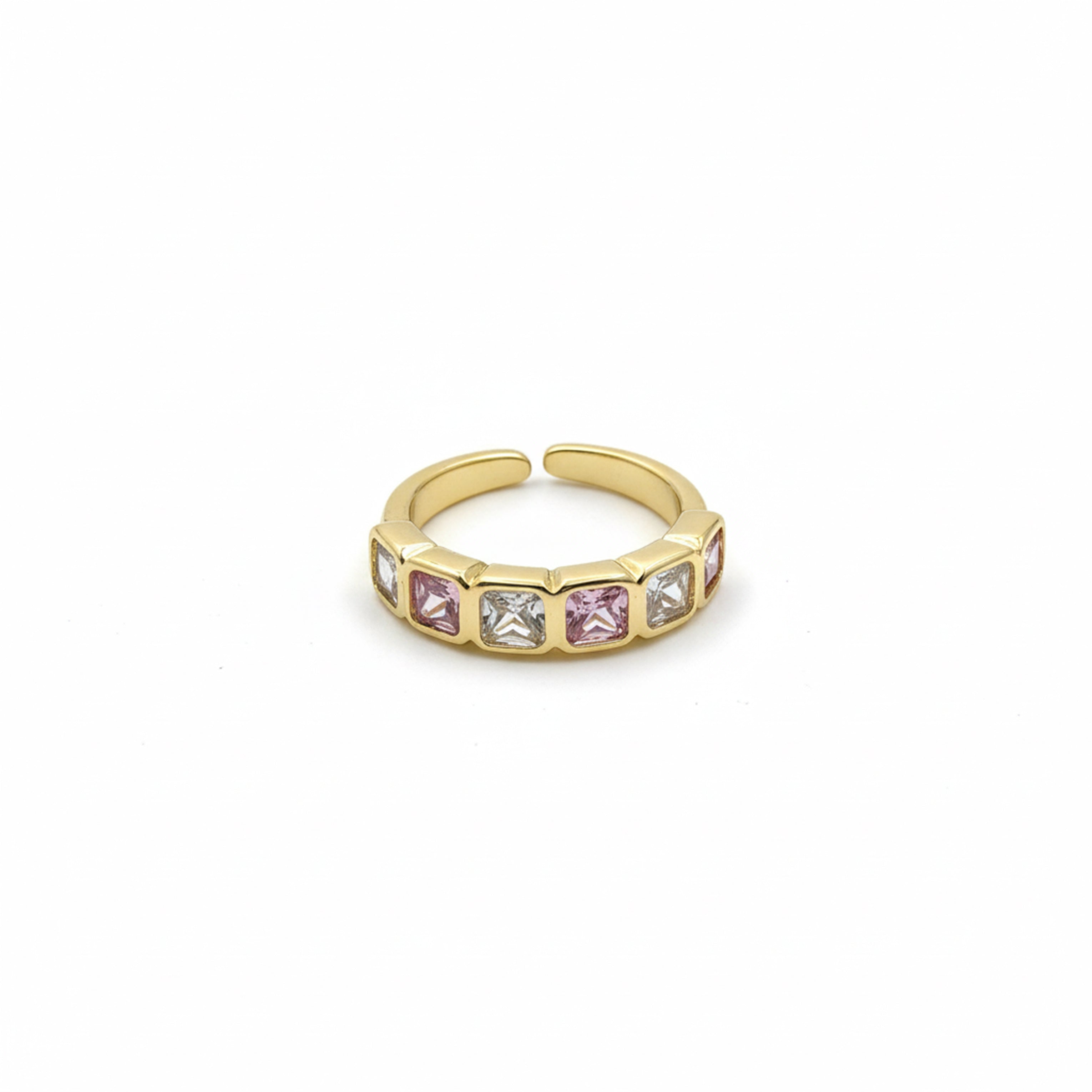 Pastel Square-Cut-Cut Cubic Zirconia Unclosed Band GWR -31