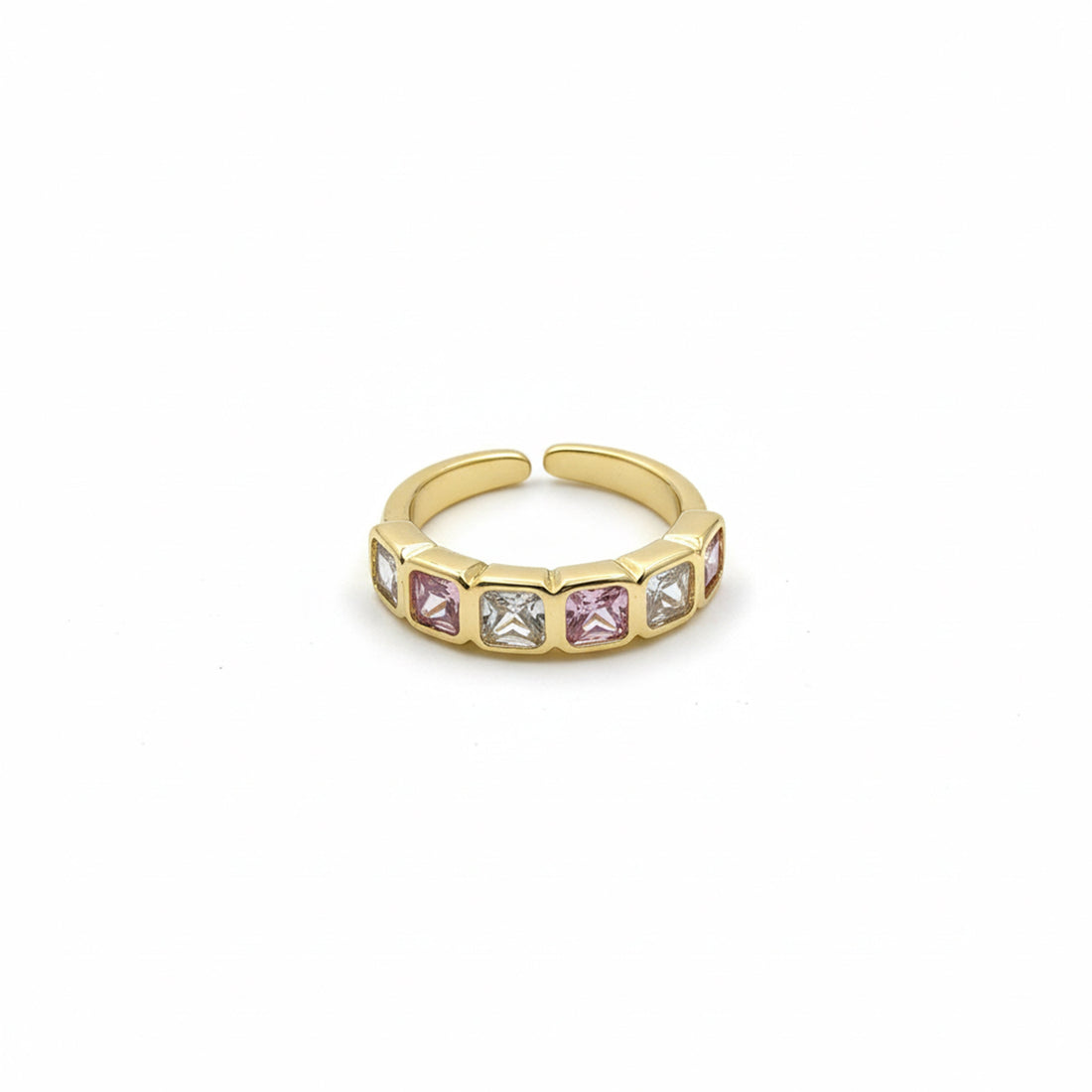 Pastel Square-Cut-Cut Cubic Zirconia Unclosed Band GWR -31