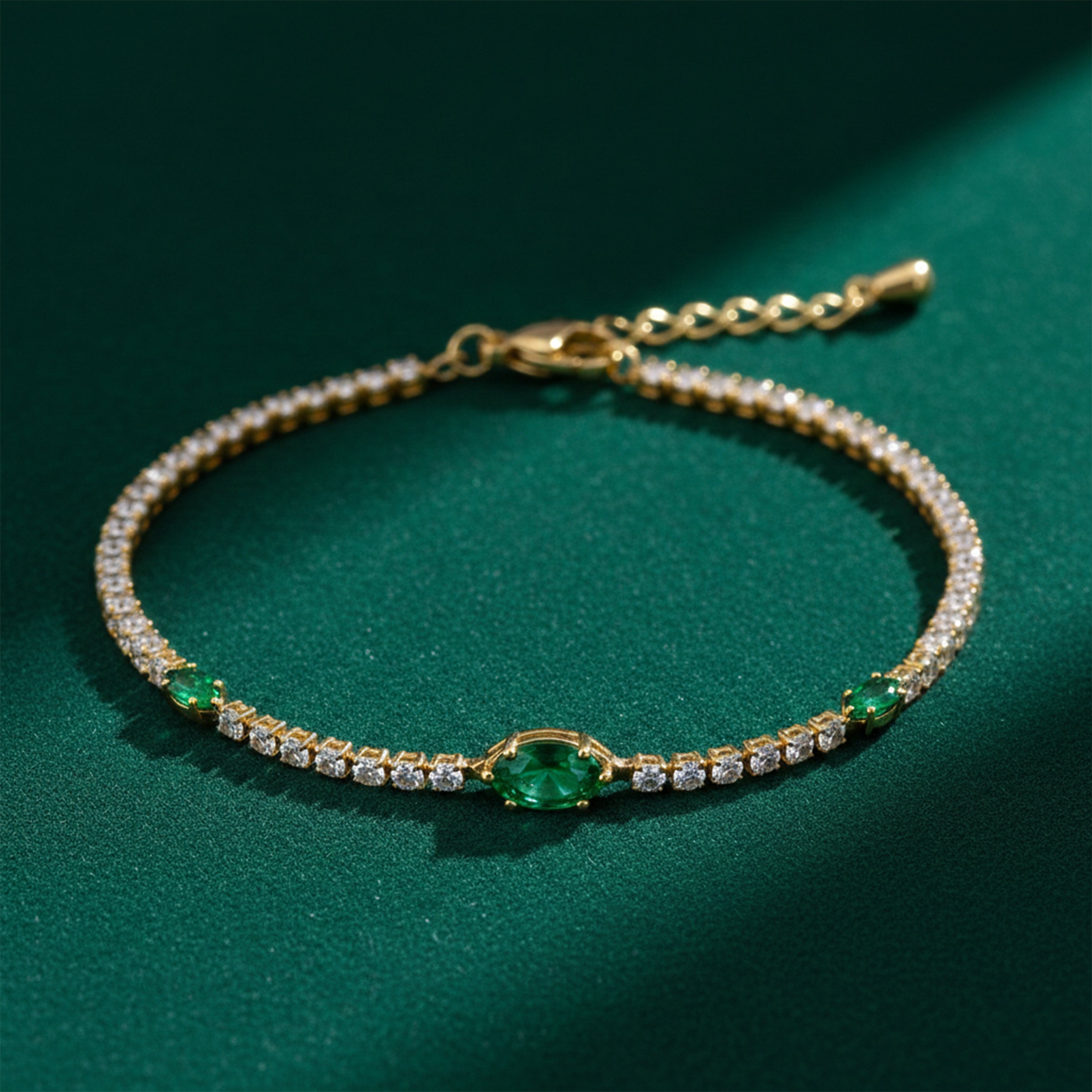 Emerald Accent Tennis Bracelet for women in Gold - Finora Jewels