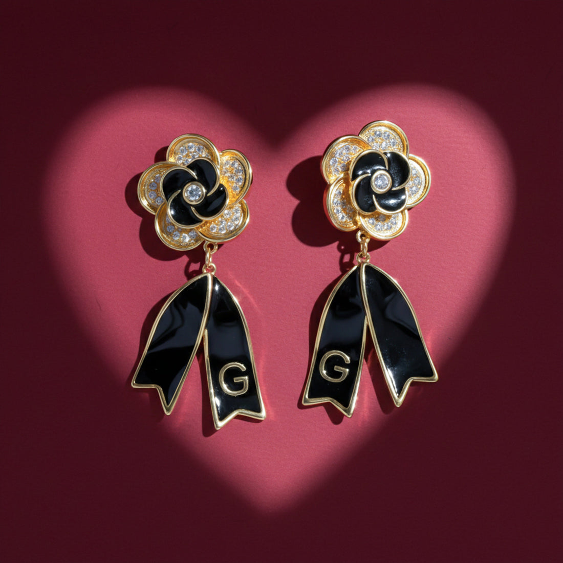 Midnight Bloom Drop Stud Earrings for women in Gold - Finora Jewels
