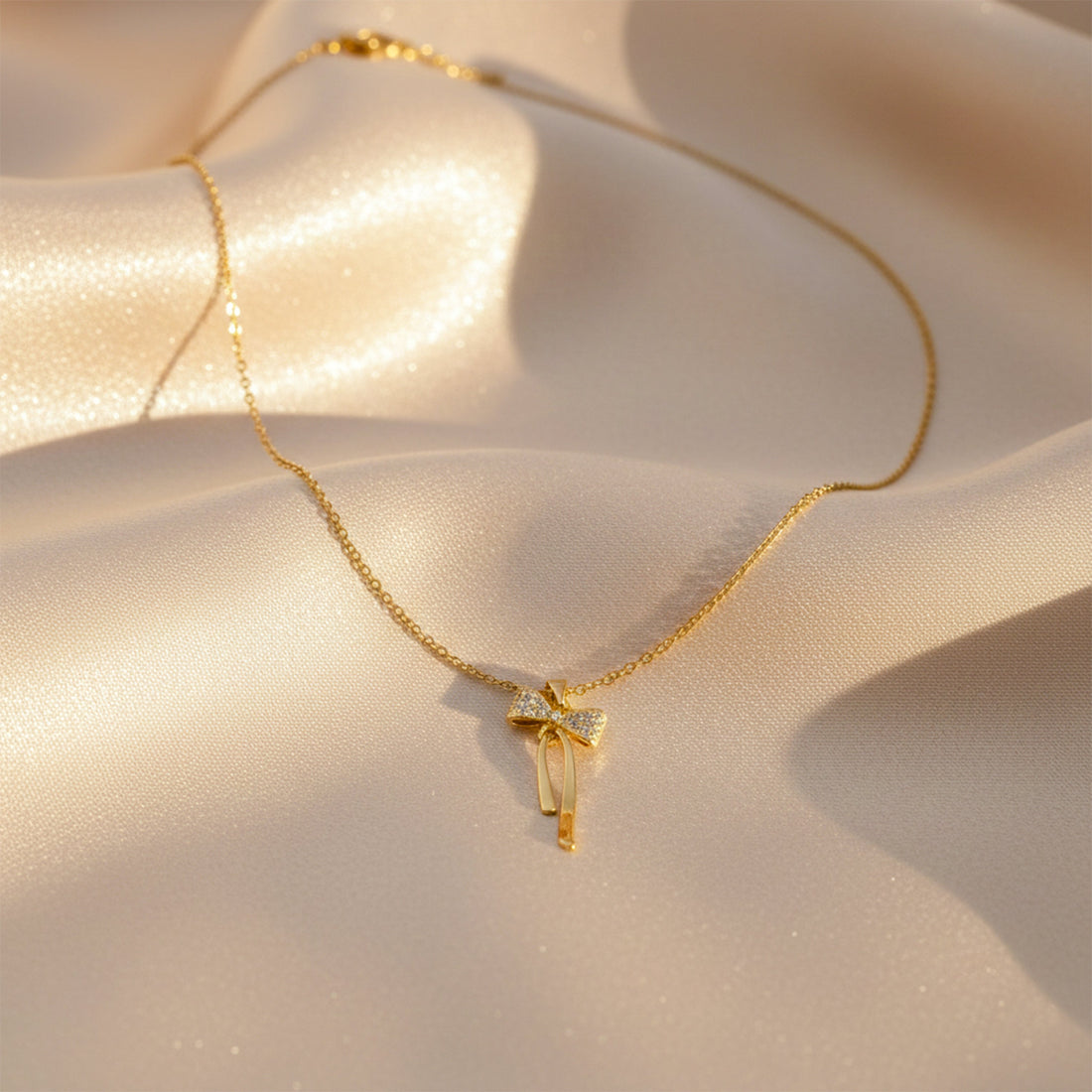 Women Necklace Bow Drop Gold jewellery - Finora Jewels