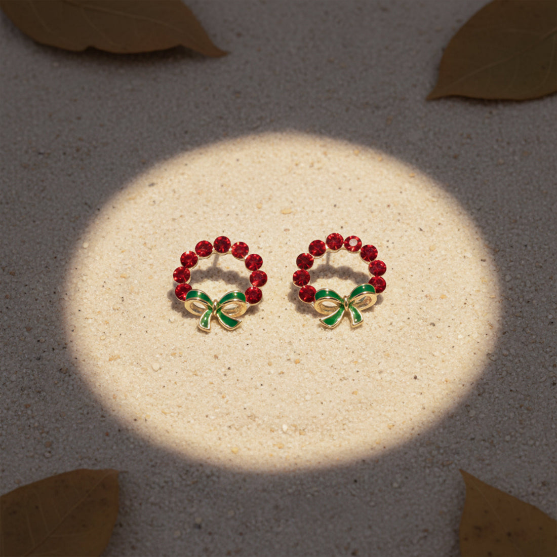 Crimson Wreath Bow Post Ear Studs GWE -117