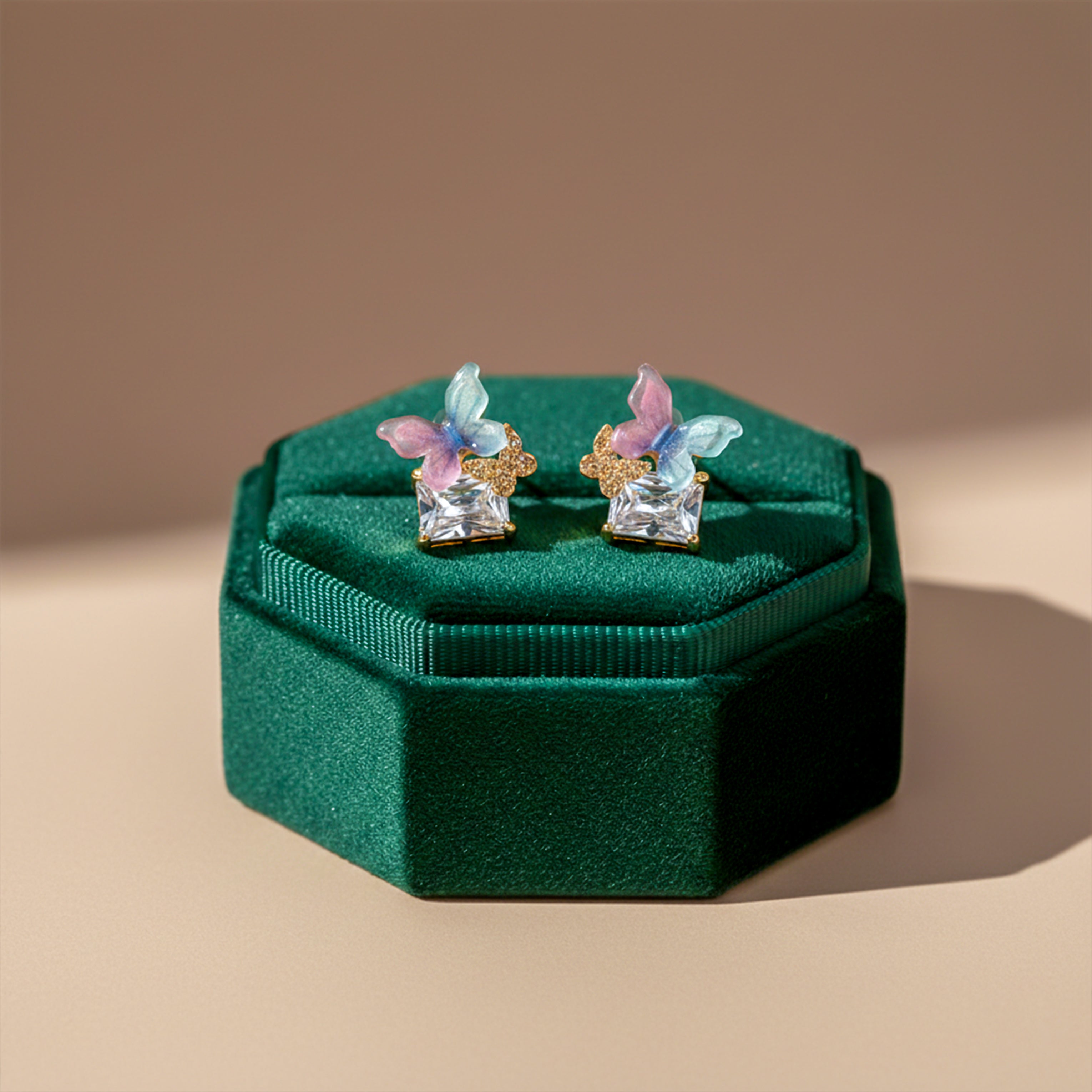 Papillon Cubic Zirconia Post Ear Studs GWE -128