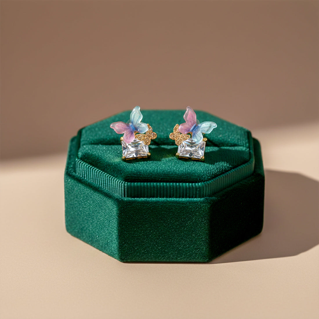 Papillon Cubic Zirconia Post Ear Studs GWE -128