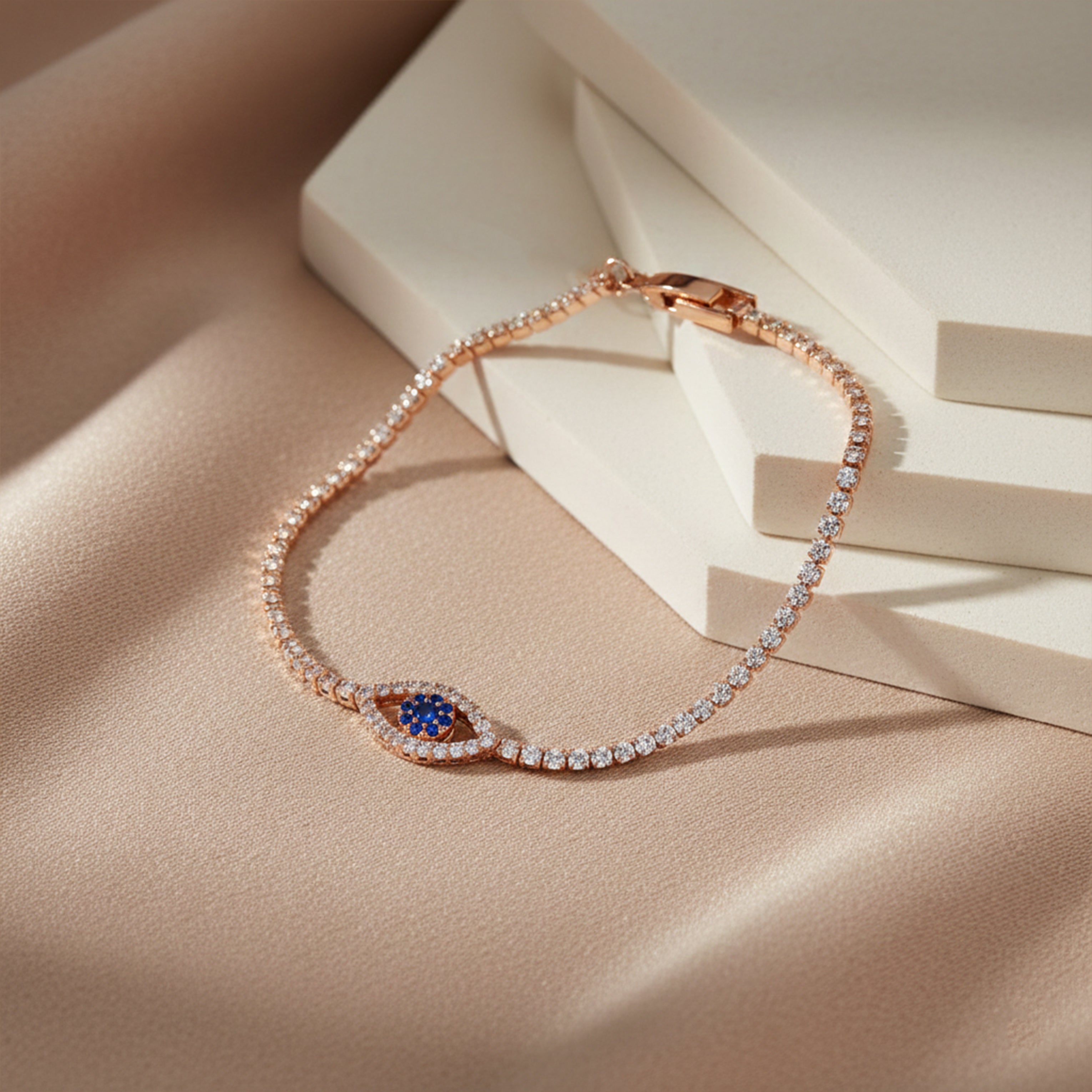 Evil Eye Luxe Tennis Bracelet for women in Gold - Finora Jewels