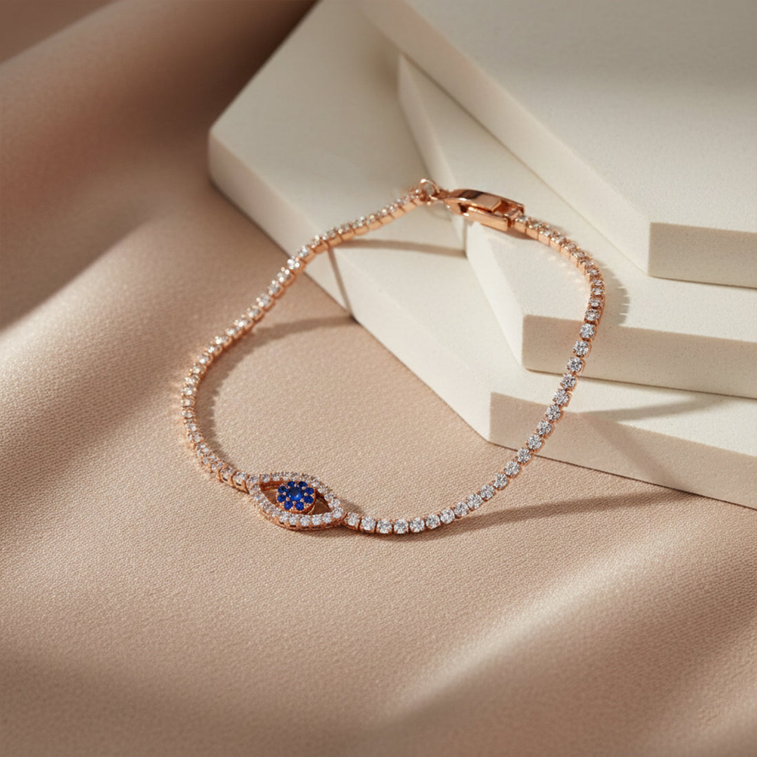 Evil Eye Luxe Tennis Bracelet for women in Gold - Finora Jewels