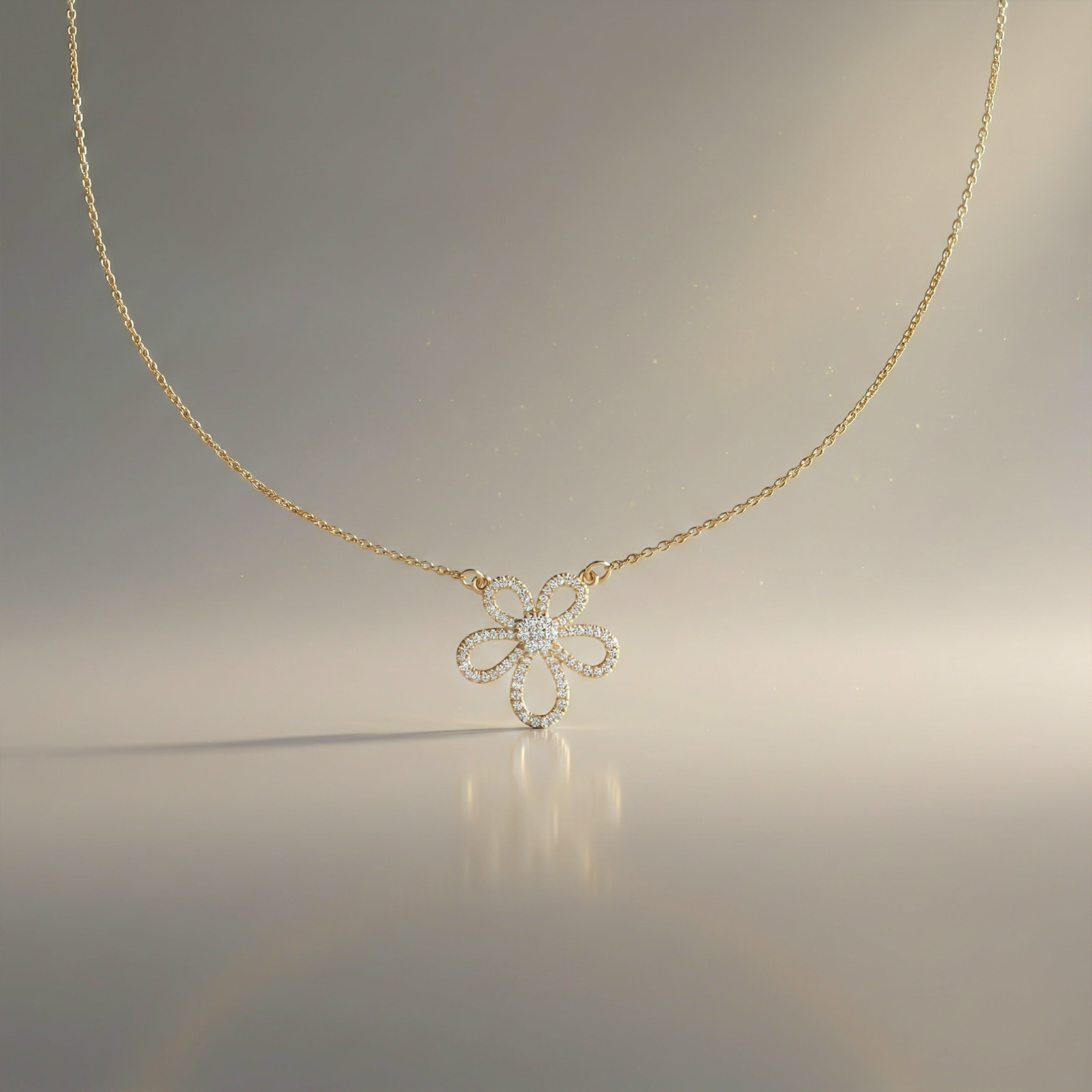 Gold Sunflower Zirconia Locket Link Set GWN -103