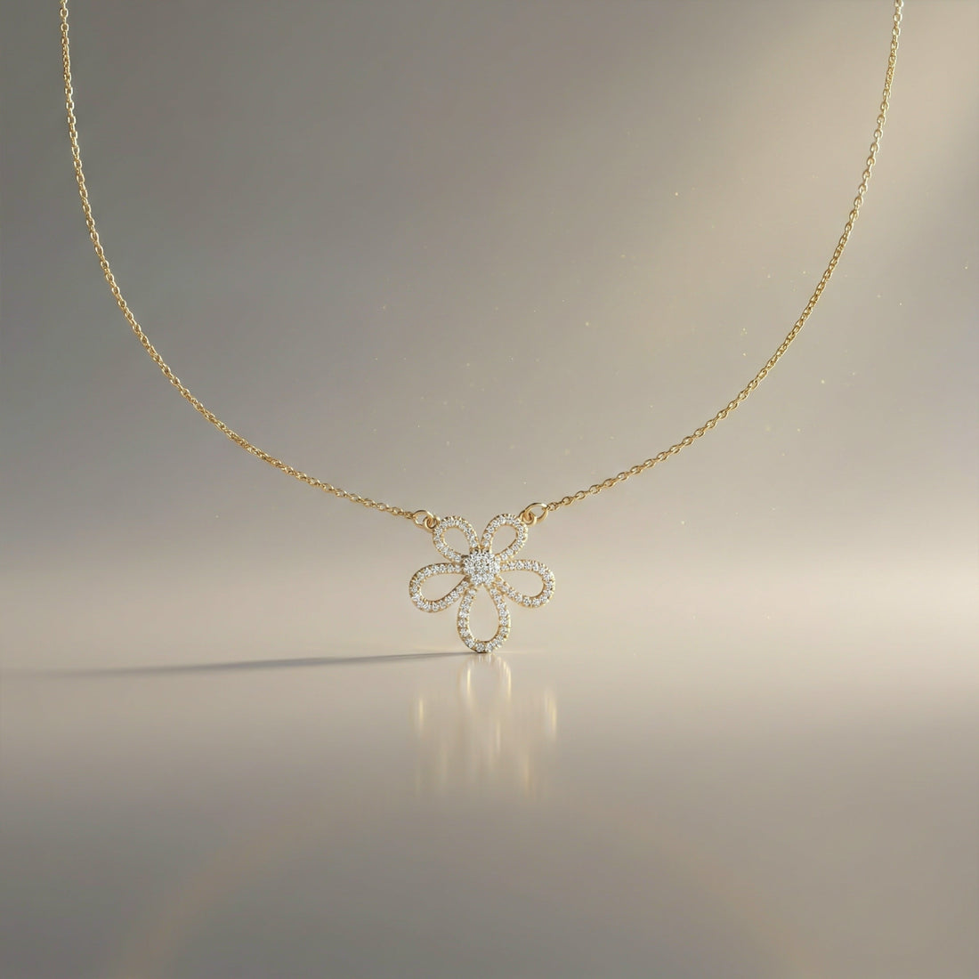 Gold Sunflower Zirconia Locket Link Set GWN -103
