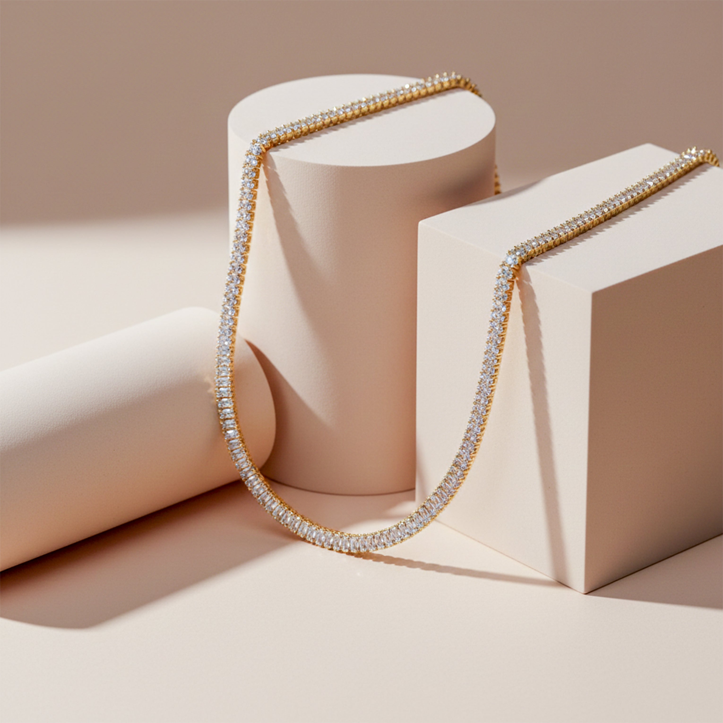 Gold Short Description Elegant Gold-plated Tennis Necklace for women - Finora Jewels