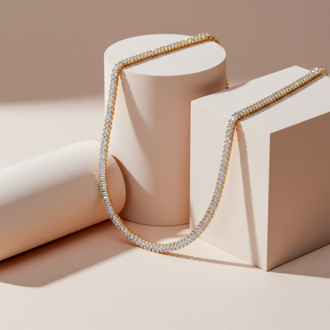 Gold Short Description Elegant Gold-plated Tennis Necklace for women - Finora Jewels