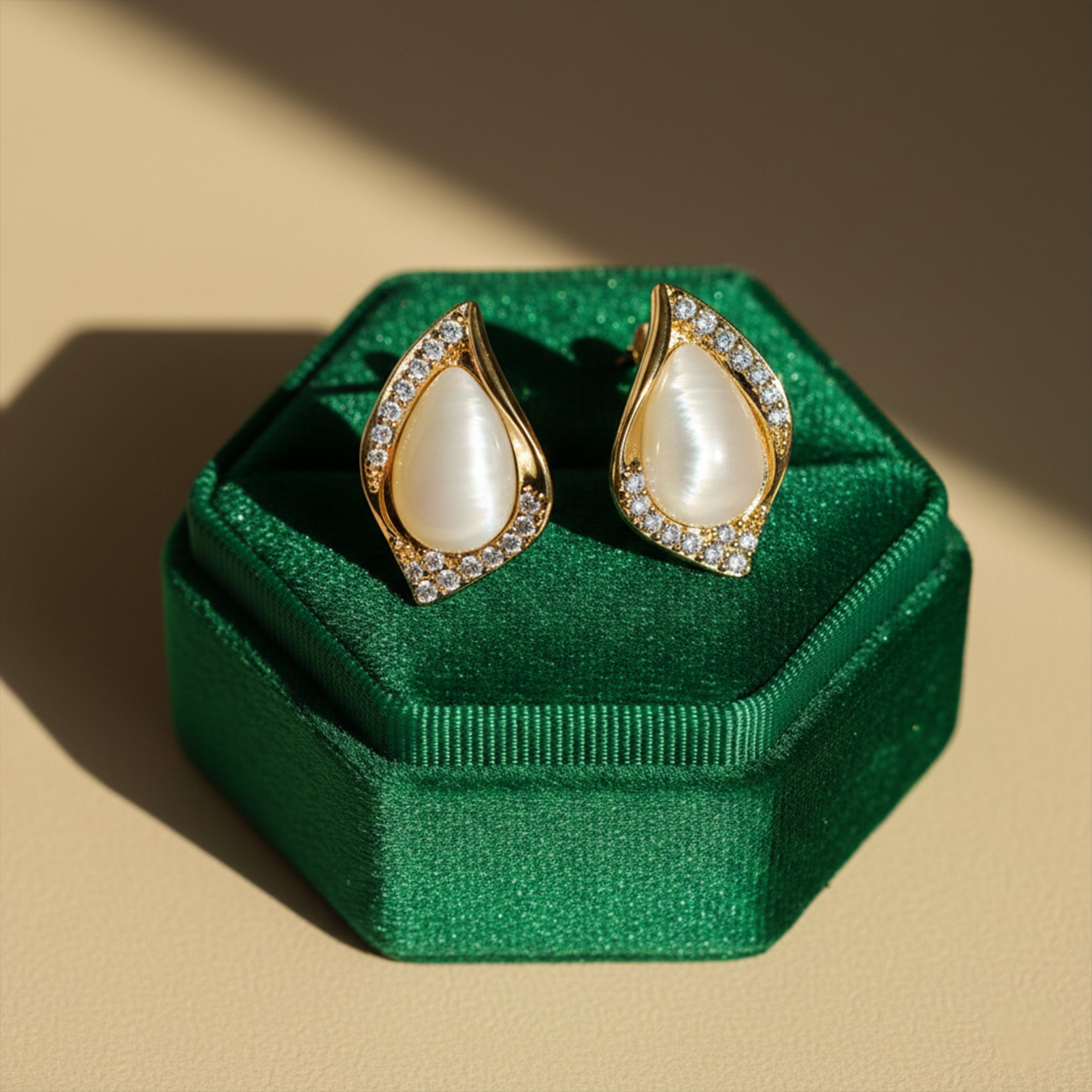 Women Stud Earrings Elegant Teardrop Crystal Stud Gold jewellery - Finora Jewels