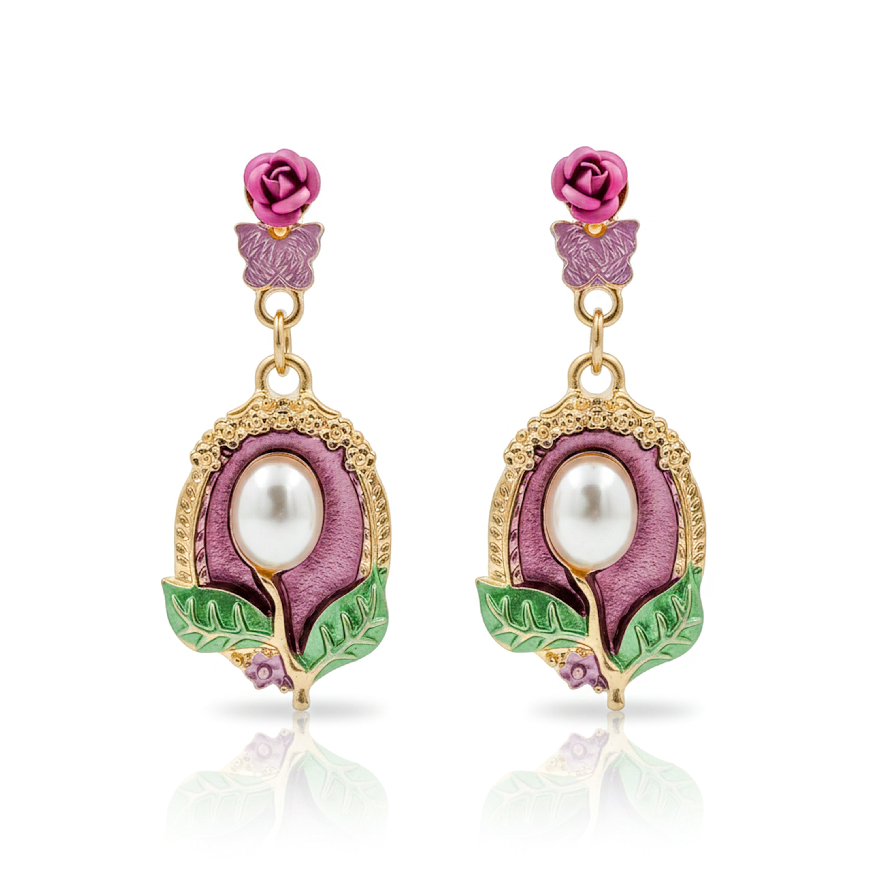Timeless Rosette Moti Dangle Ear Studs GWE -225