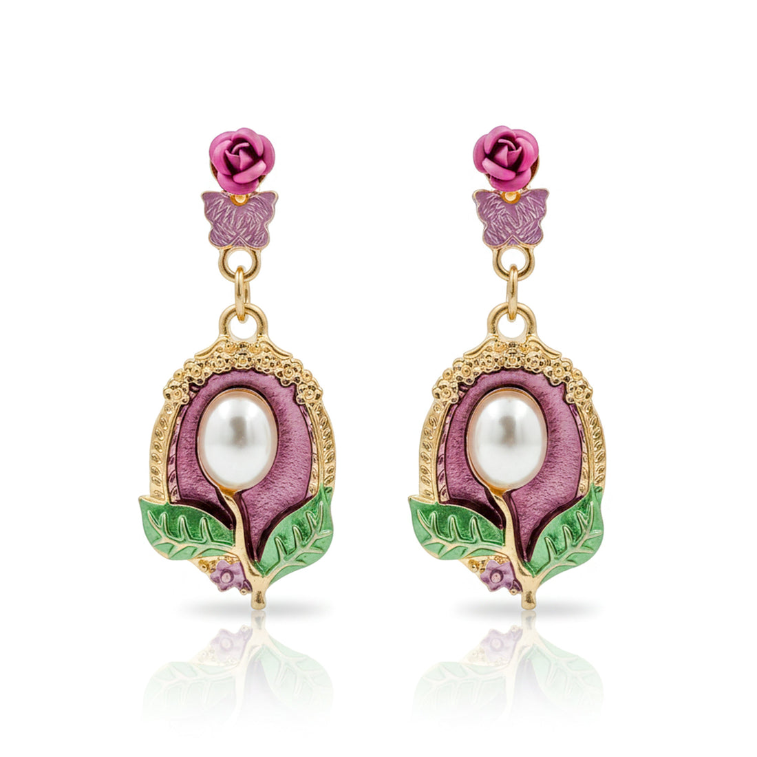 Timeless Rosette Moti Dangle Ear Studs GWE -225