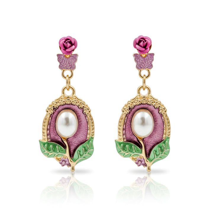 Timeless Rosette Moti Dangle Ear Studs GWE -225