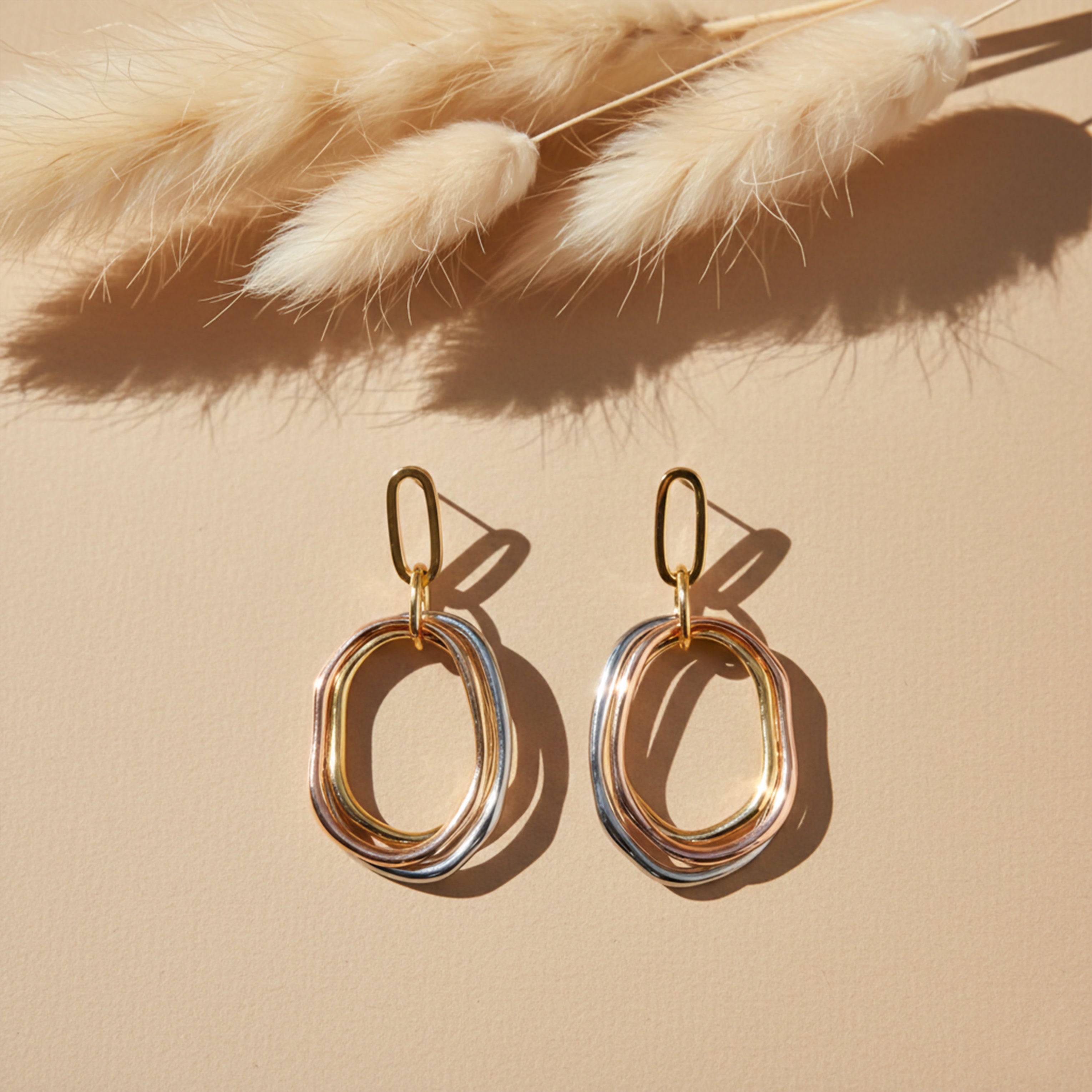 Trinity Luxe Interlinked Drop Drop Earrings for women in Gold - Finora Jewels