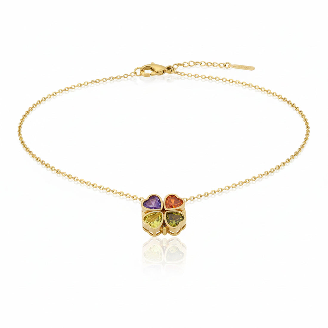 Multicolor Heart Clover Necklace for women in Gold - Finora Jewels