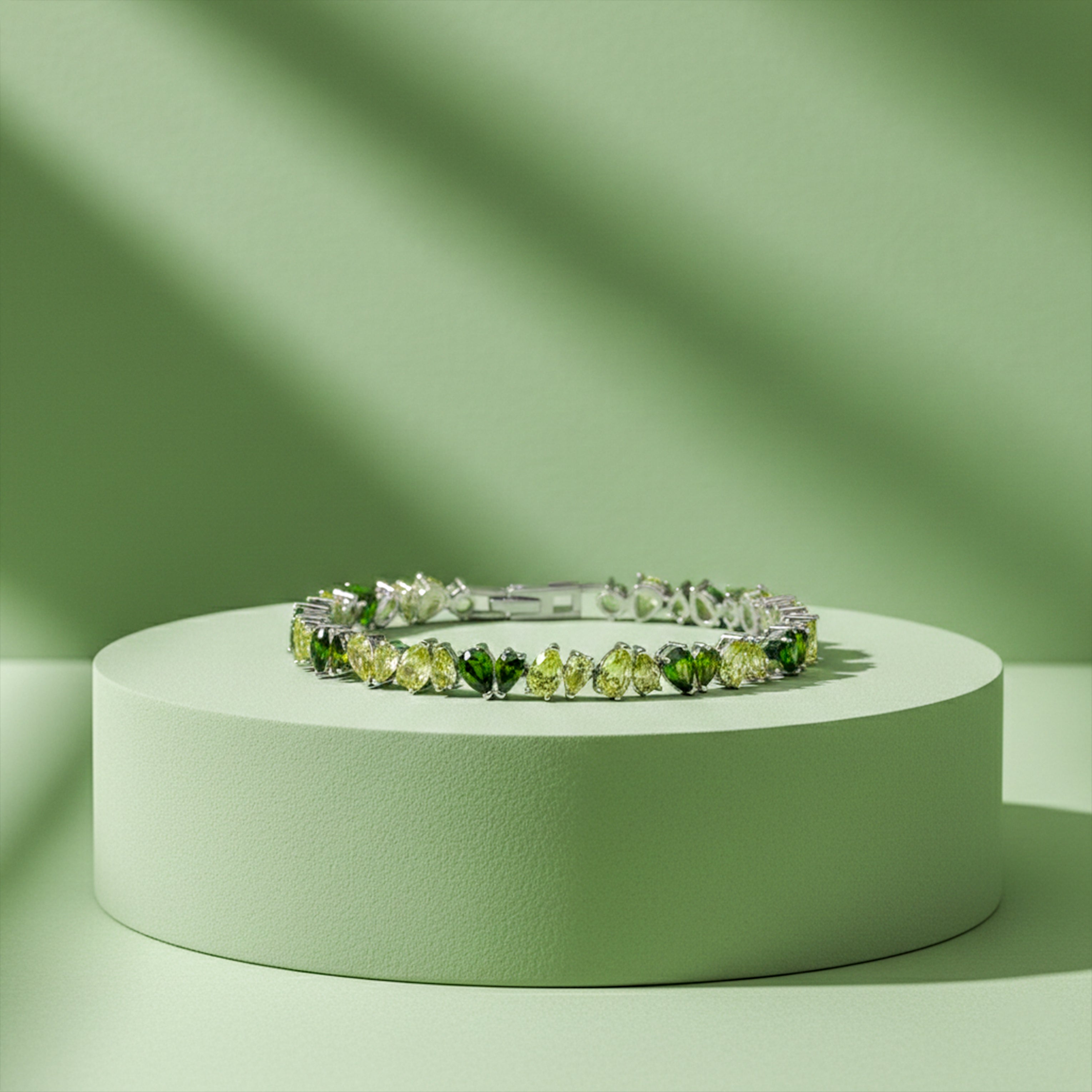 Women Bracelet Green Tennis Silver jewellery - Finora Jewels