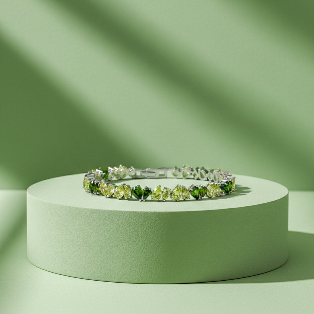 Women Bracelet Green Tennis Silver jewellery - Finora Jewels