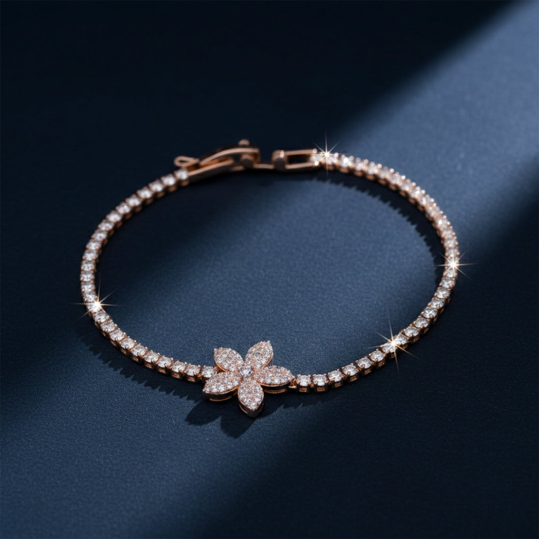 Women Bracelet Floral Tennis Rose Gold jewellery - Finora Jewels