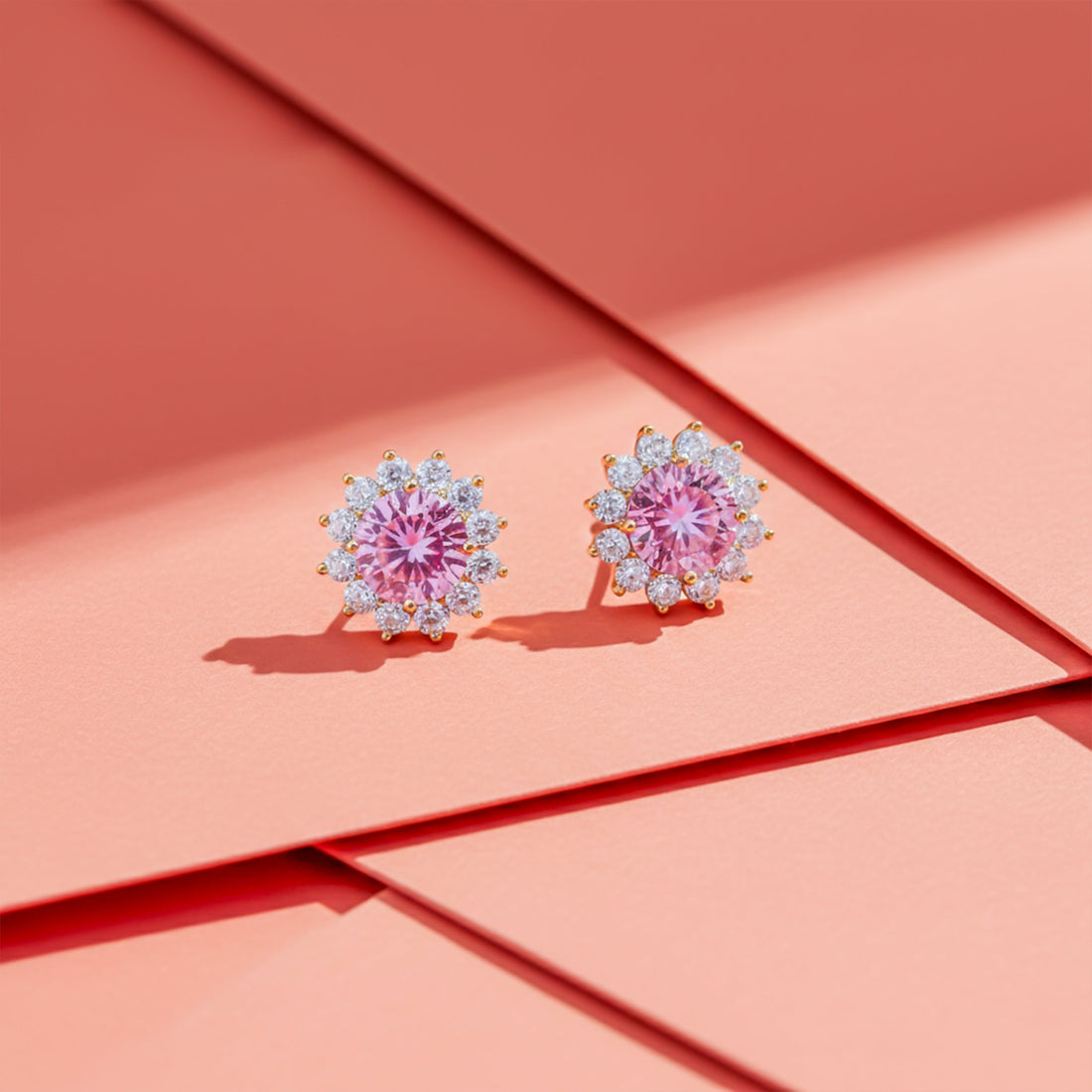 Blush Halo Stud Stud Earrings for women in Gold - Finora Jewels