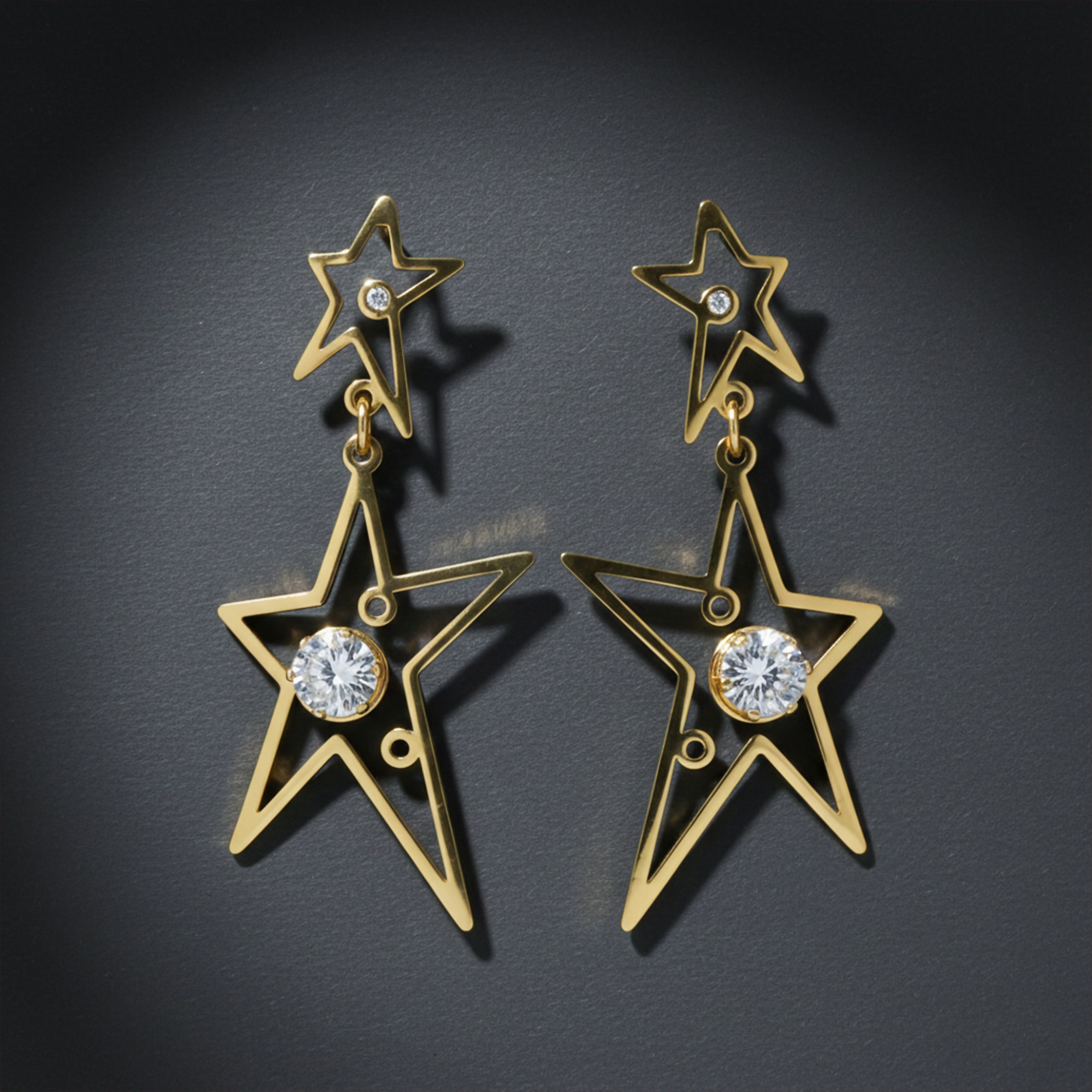 Celestial Star Drop Stud Earrings for women in Gold - Finora Jewels