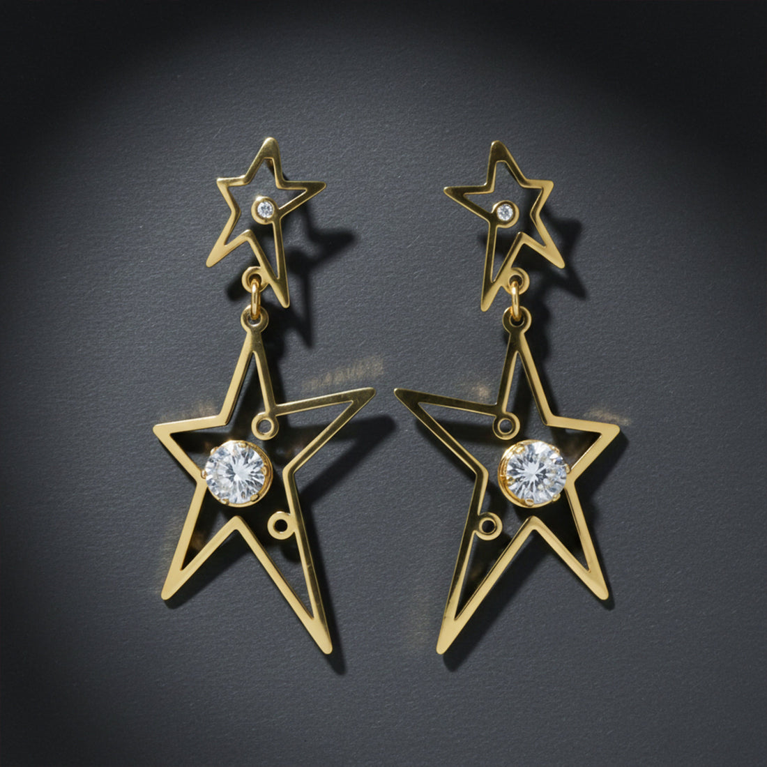 Celestial Star Drop Stud Earrings for women in Gold - Finora Jewels