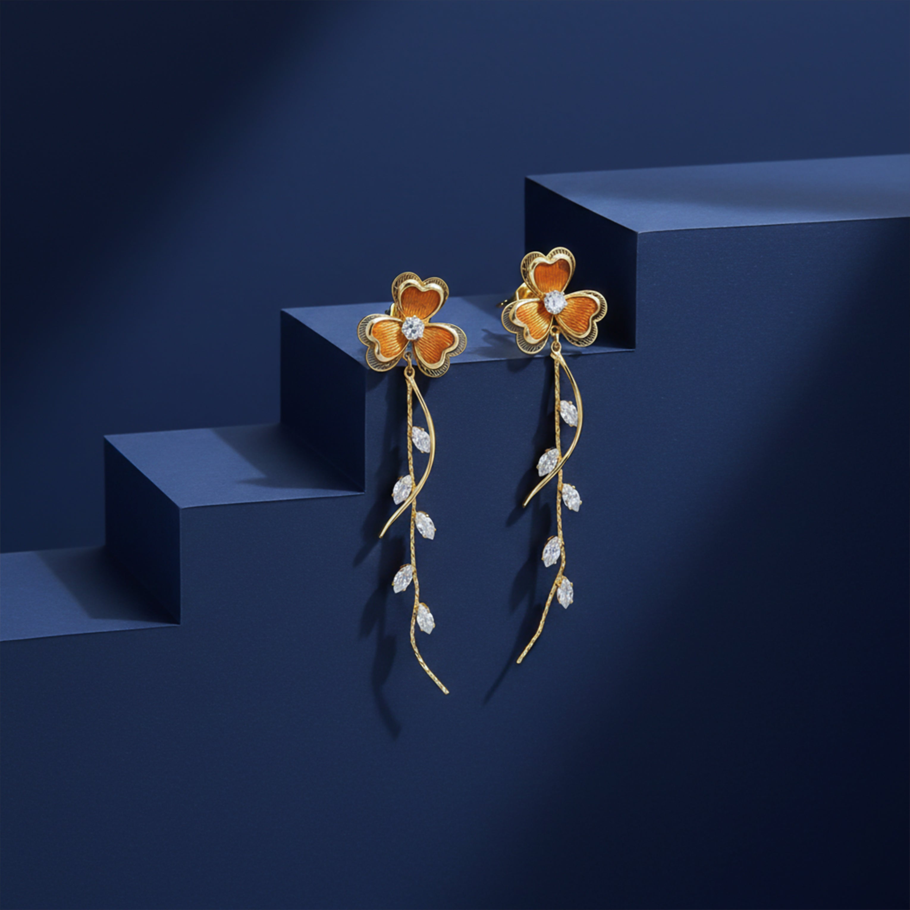Women Stud Earrings Vine Drop Gold jewellery - Finora Jewels