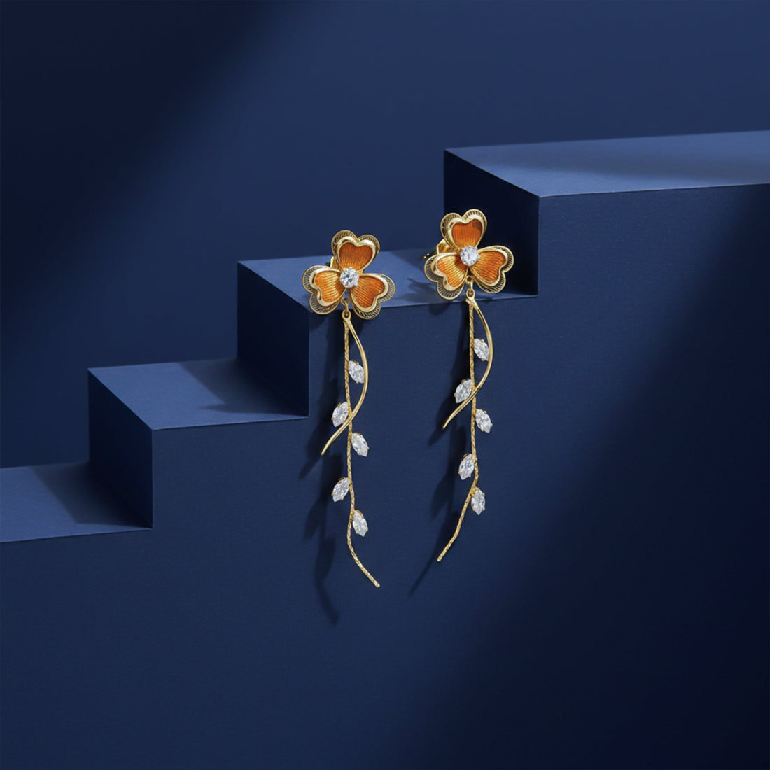 Women Stud Earrings Vine Drop Gold jewellery - Finora Jewels