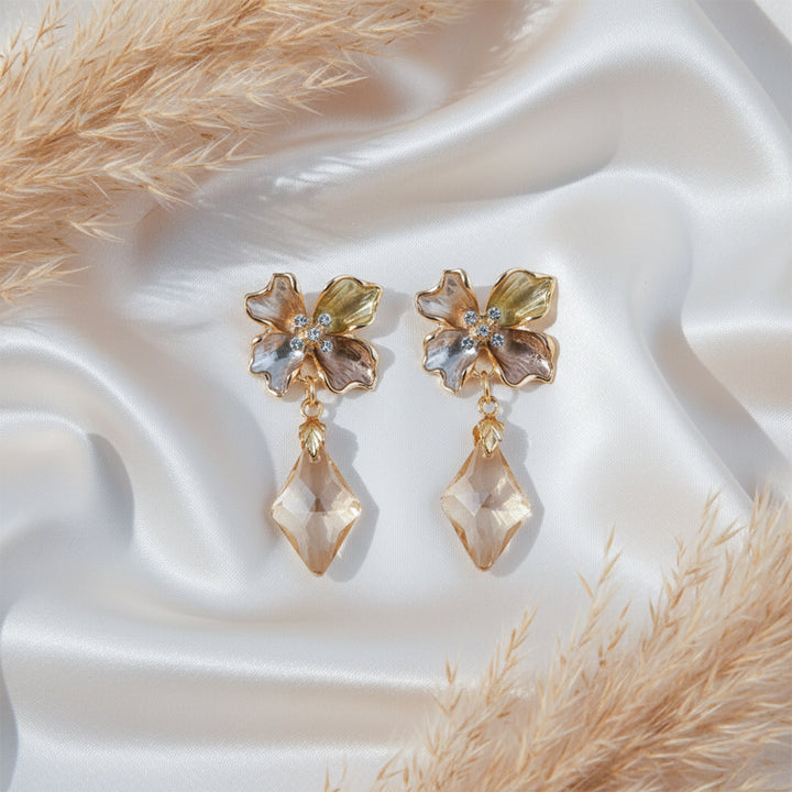 Cubic Zirconia Dangle Ear Studs GWE -208