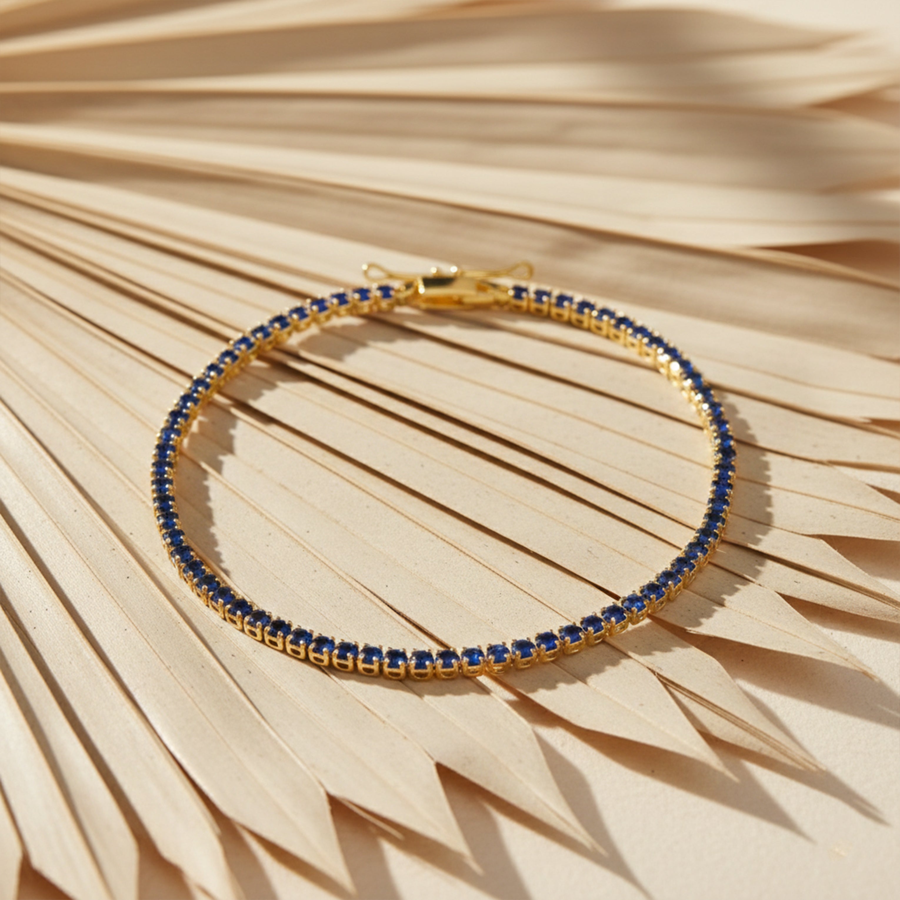 Royal Blue Sapphire Tennis Bracelet for women in Gold - Finora Jewels