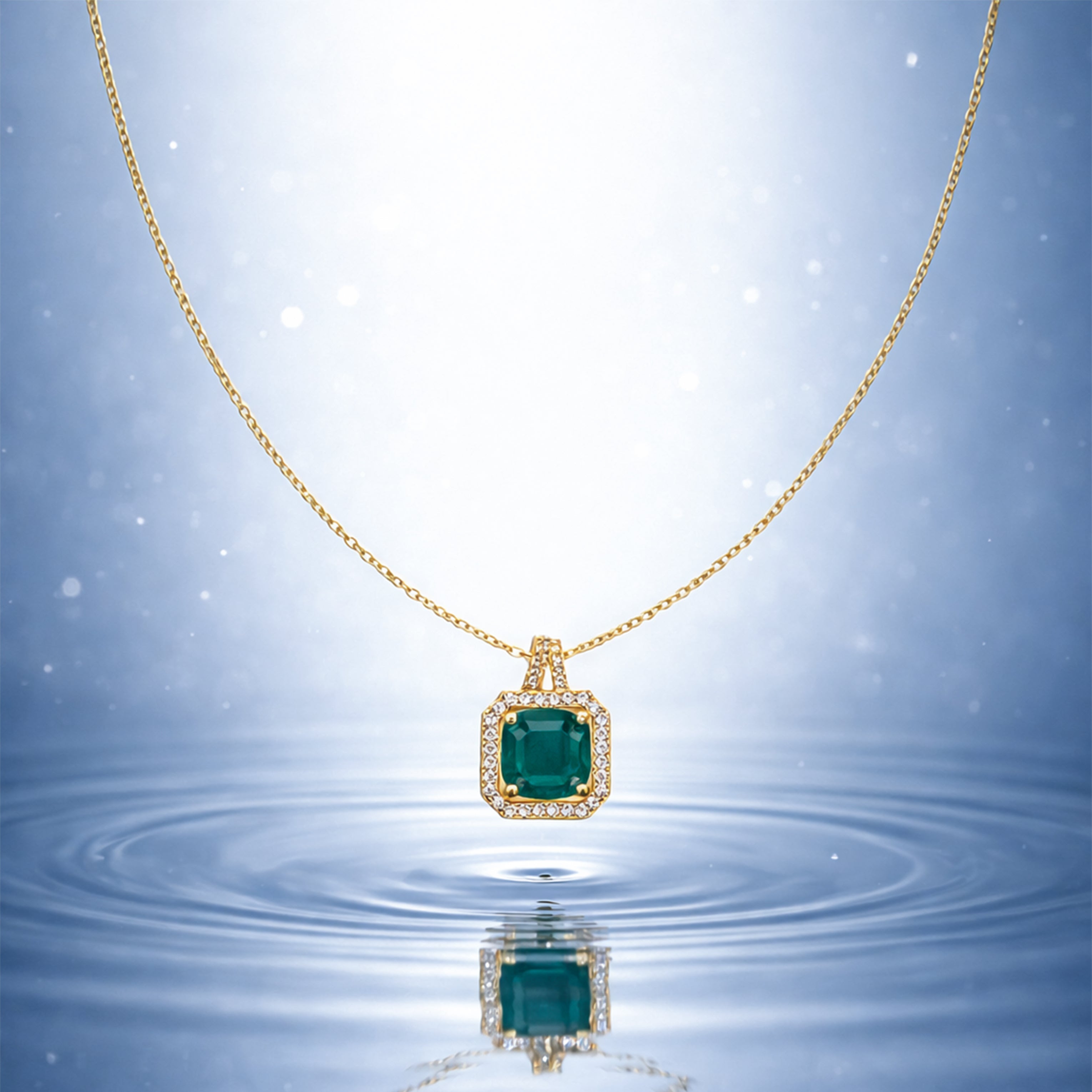 Jade Square-Cut-Cut Encircled Locket Link Set GWN -157