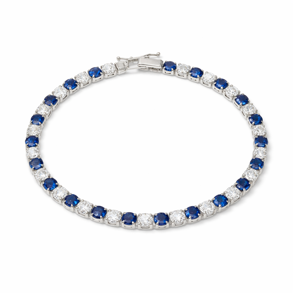 Silver Blue & Ivory Line Kangan GWB -84