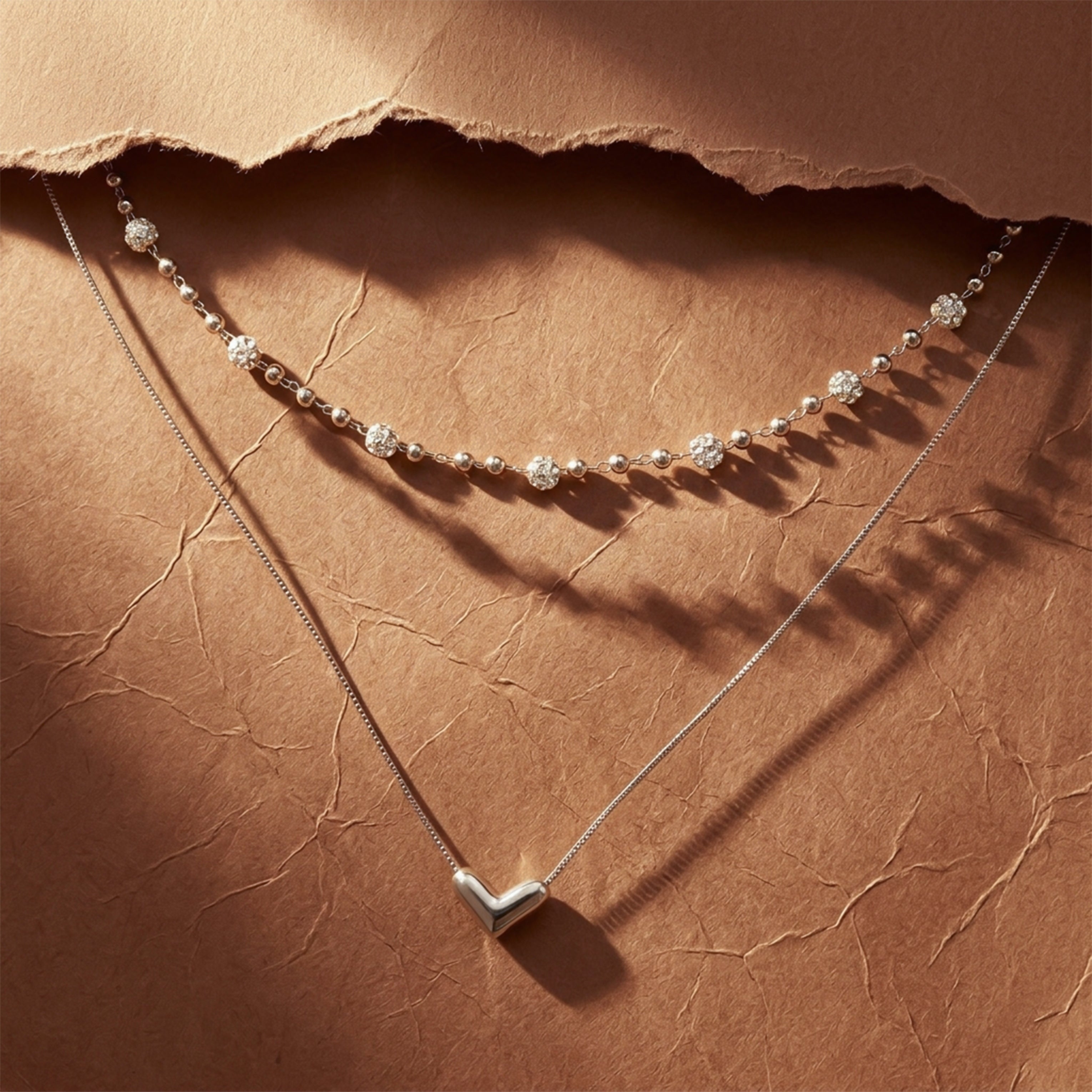 Silver Tiered Love & Spark Bead-Set Link Set GWN -64