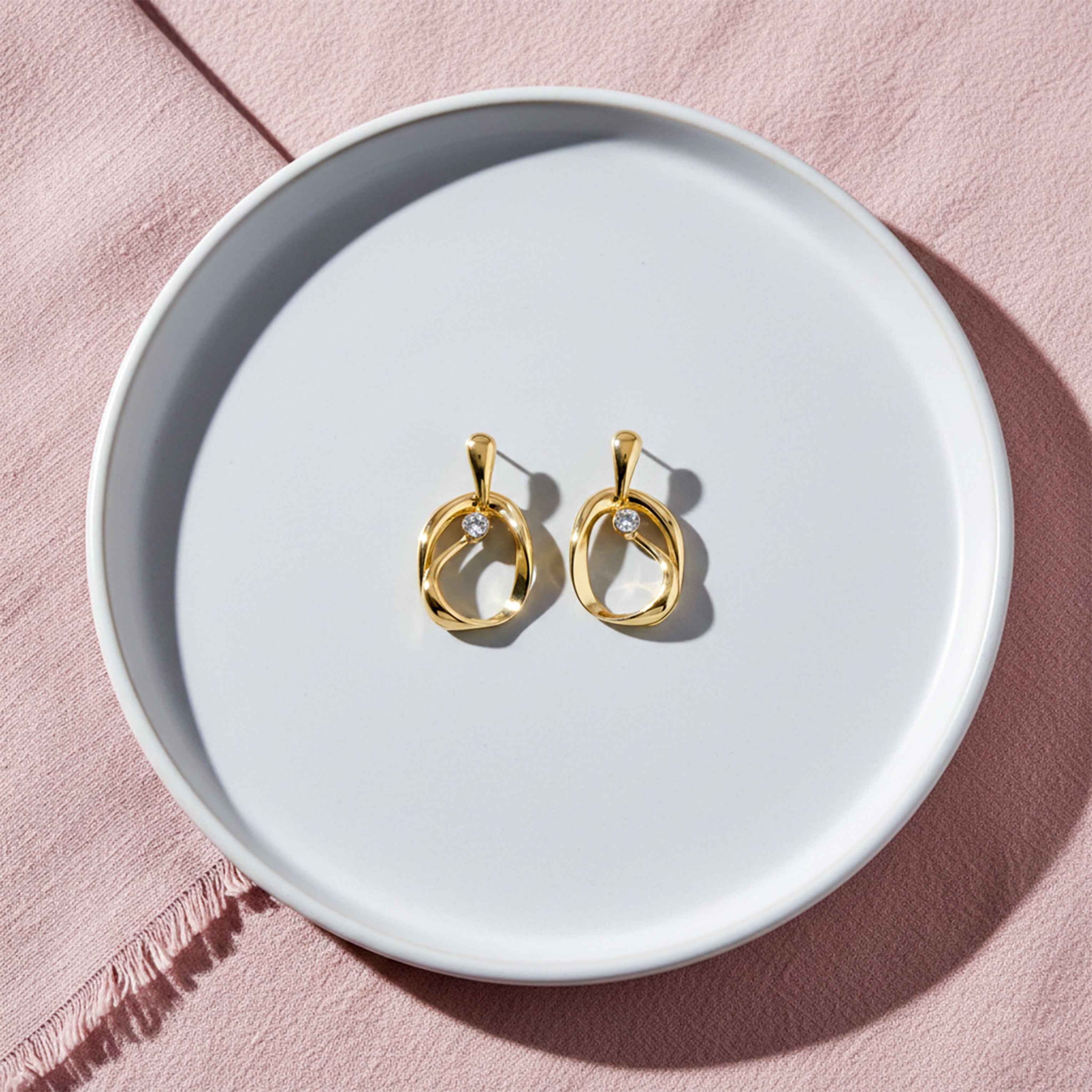 Aurelia Twist Zirconia Stone Post Ear Studs GWE -51