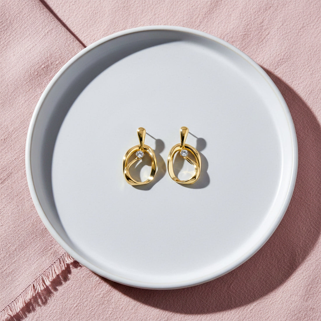 Aurelia Twist Zirconia Stone Post Ear Studs GWE -51