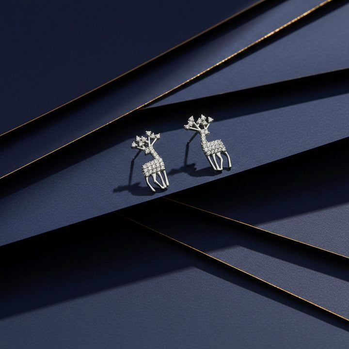 Crystal Reindeer Stud Earrings