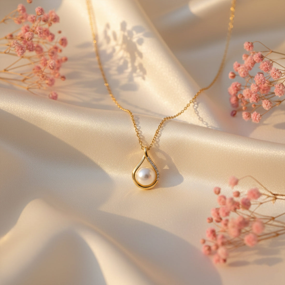 Women Necklace Pearl Drop Gold jewellery - Finora Jewels