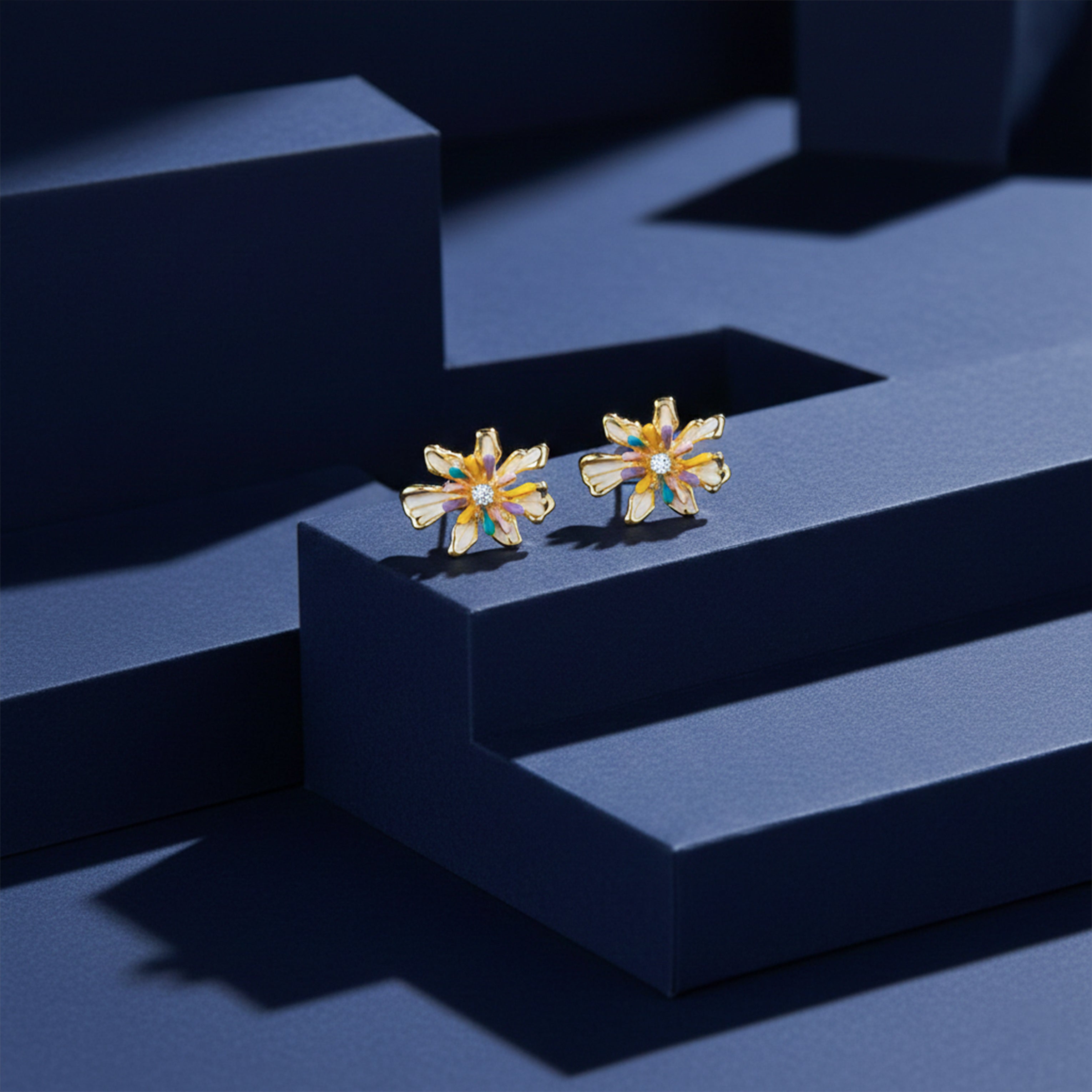 Rainbow Bloom Post Ear Studs GWE -154