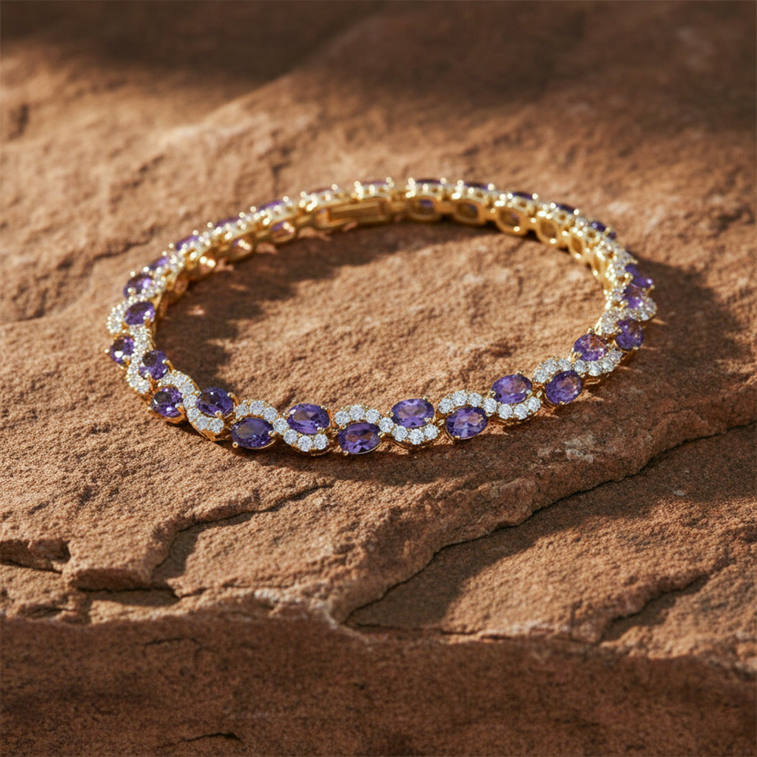 Gold Purple Halo Bracelet for women - Finora Jewels