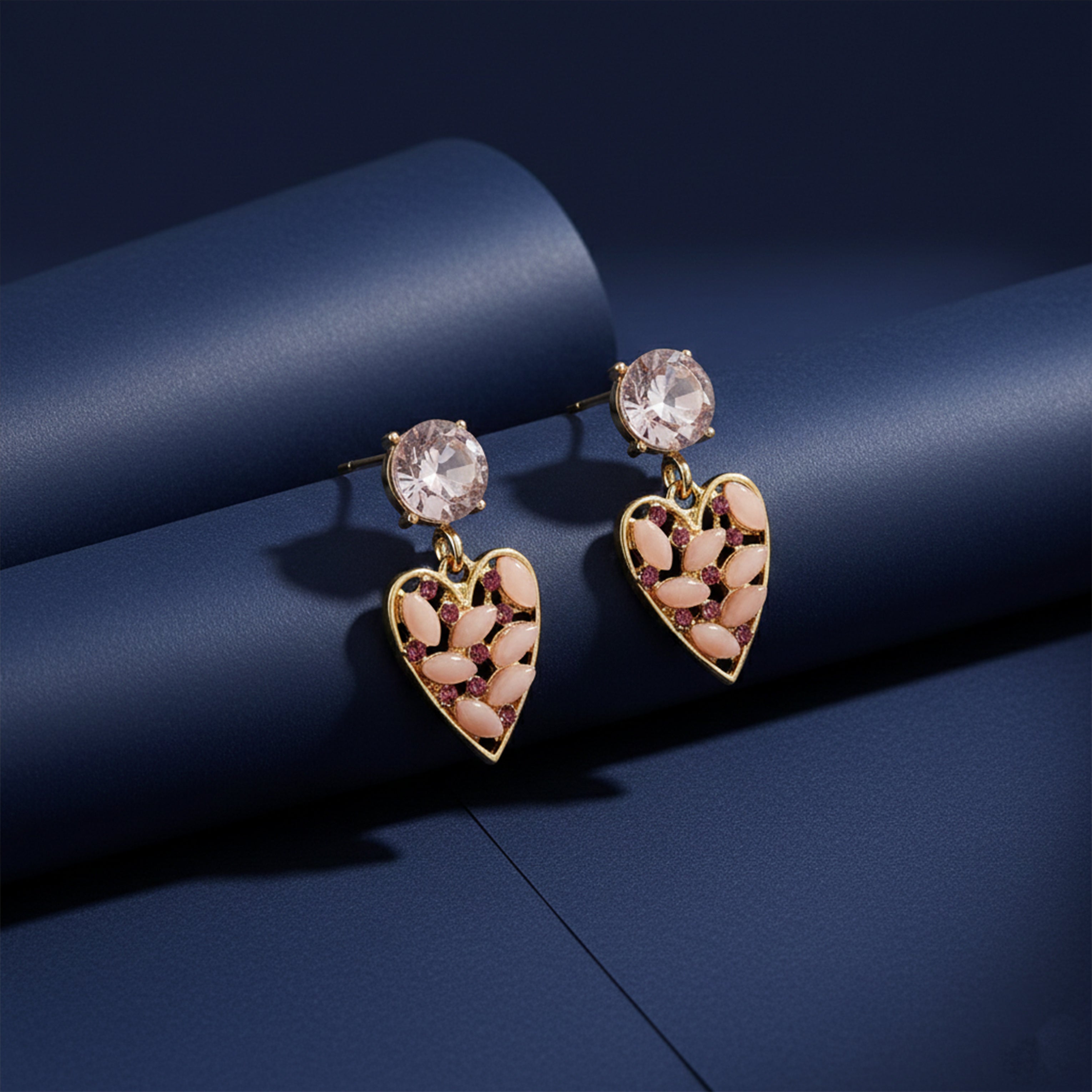Gold Blush Heart Stud Earrings for women - Finora Jewels