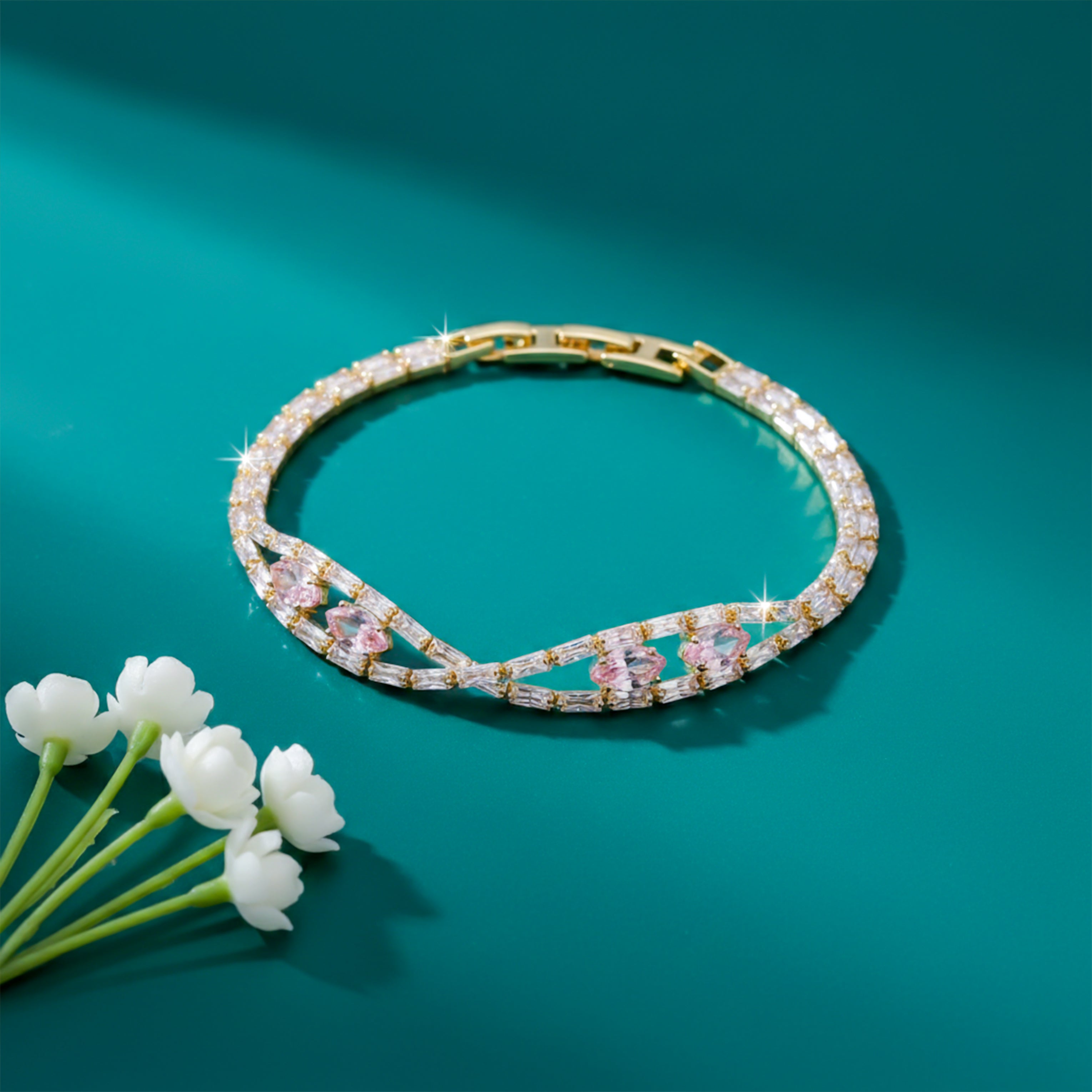 Women Bracelet Blush Pink Butterfly Gold jewellery - Finora Jewels