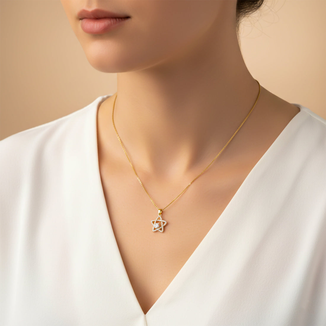 Gold Crystal Star Necklace for women - Finora Jewels