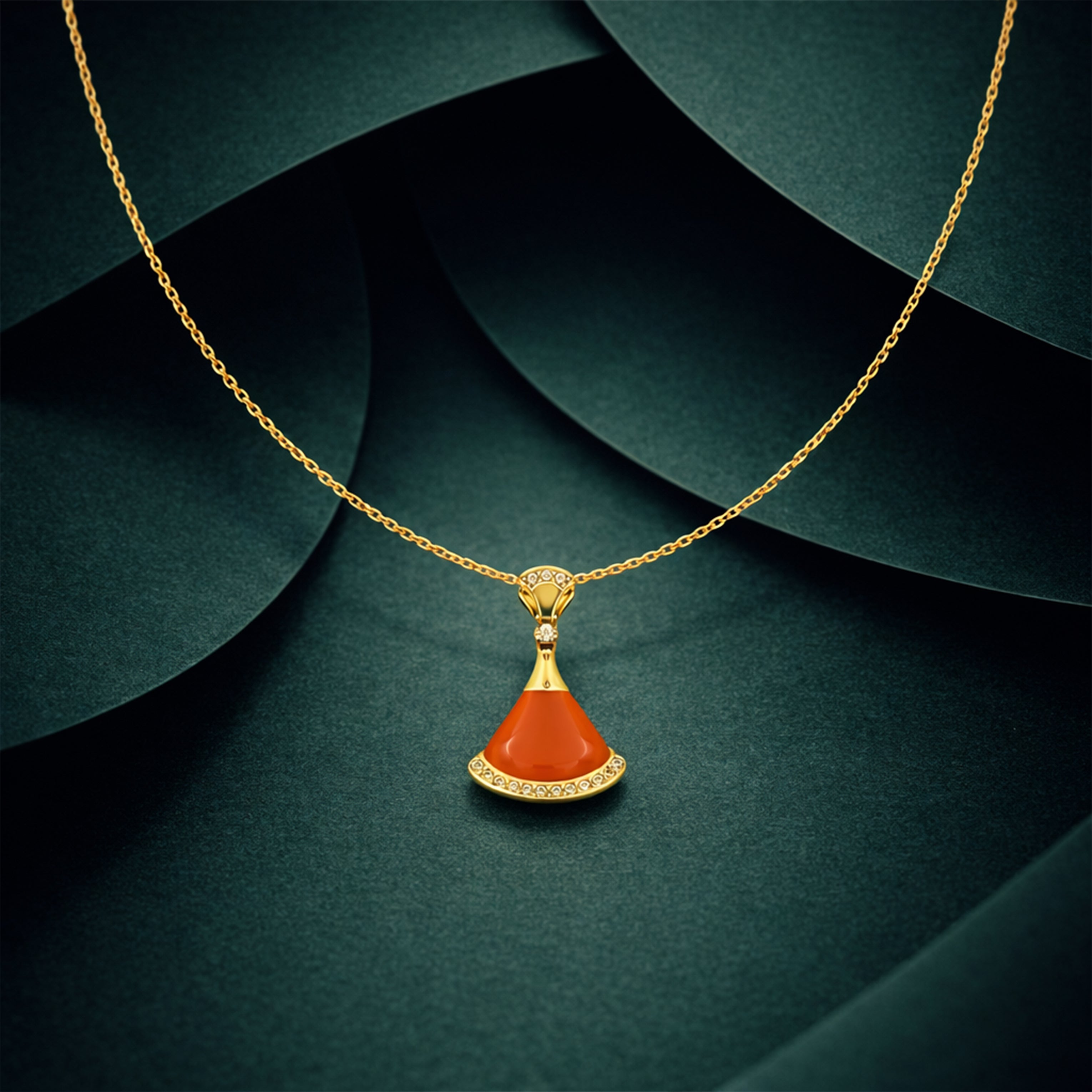 Gold-Toned Amber Locket Link Set GWN -159